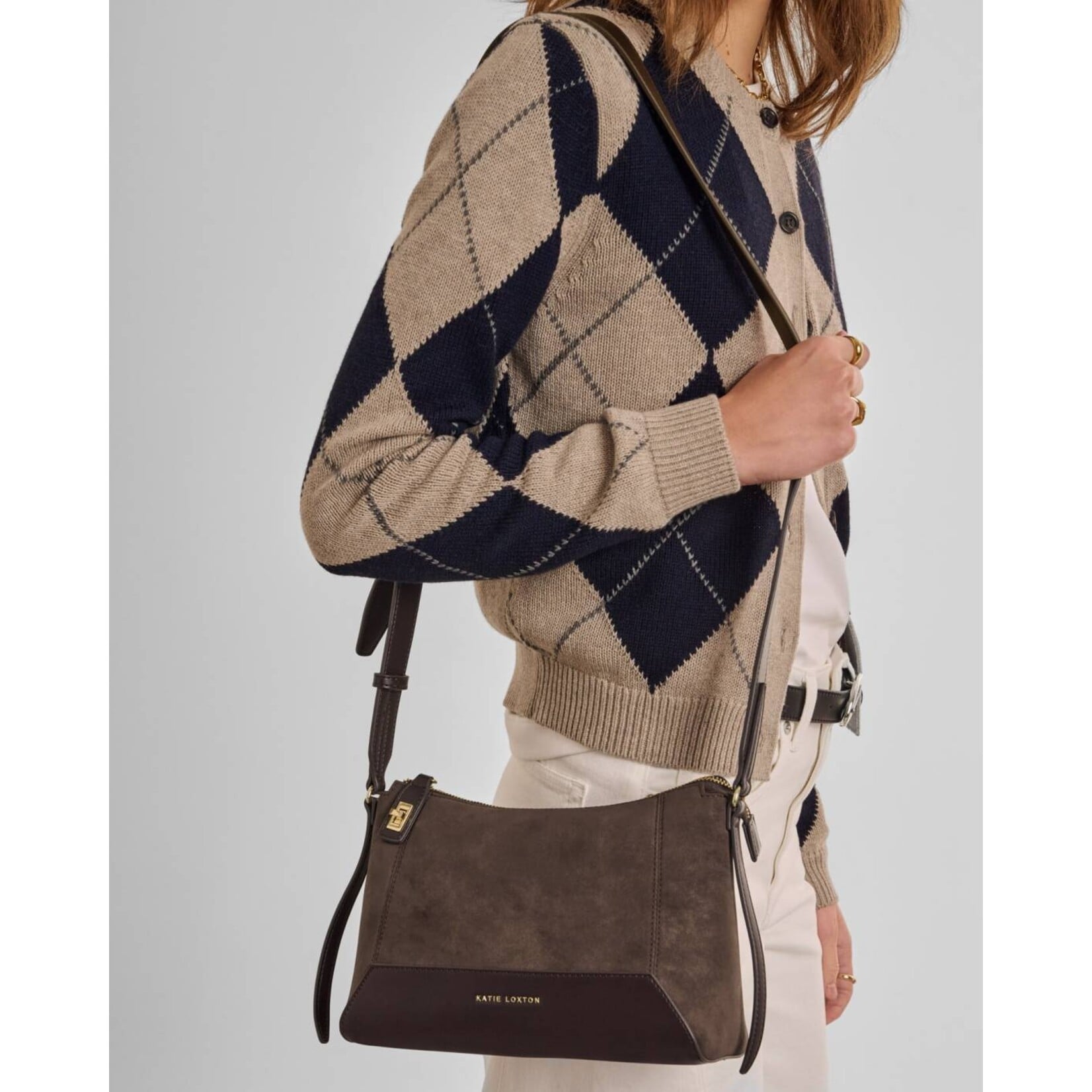 Katie Loxton KLB4787u - Charlbury Crossbody Bag - Bitter Chocolate Suedette