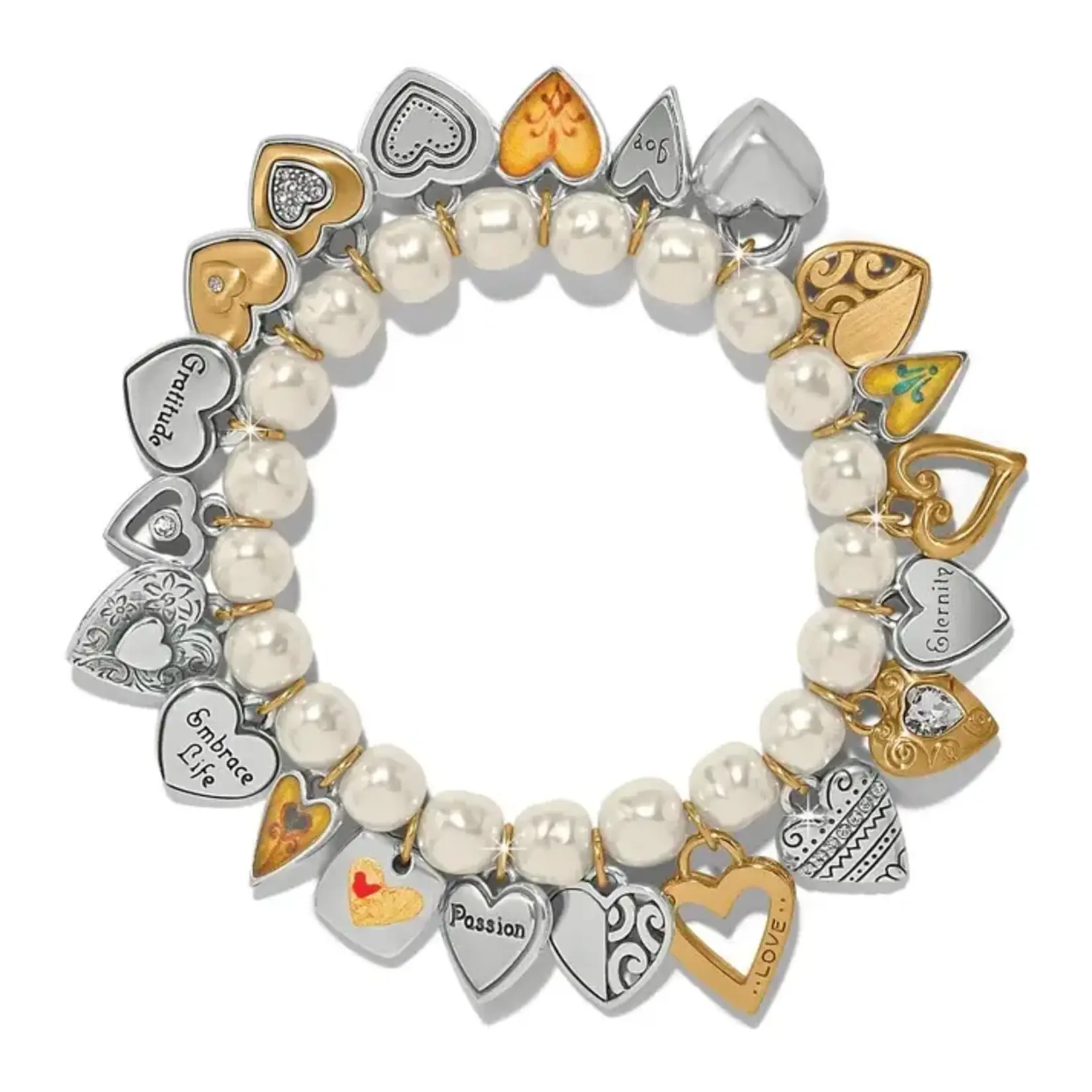 Brighton JF0426 One Heart Pearl Stretch Bracelet