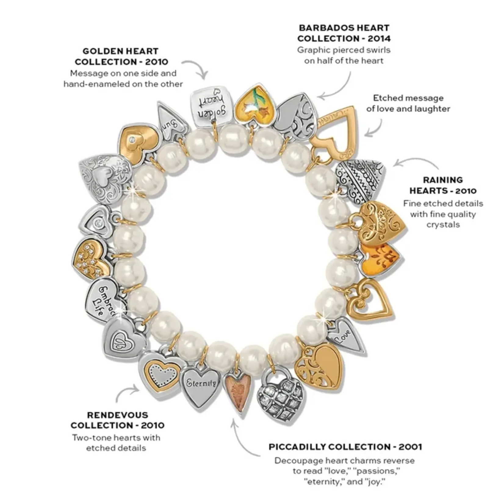 Brighton JF0426 One Heart Pearl Stretch Bracelet
