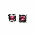 Brighton J22404 Sparkle Square Mini Post Earrings - Pink