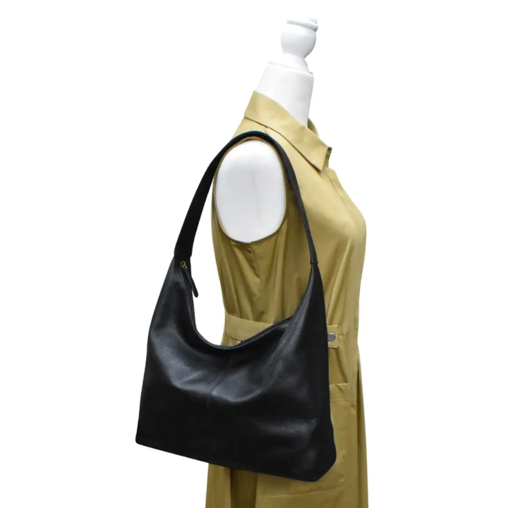 Leather Handbags and Accessories 6726 Black - Unlined Slouchy Hobo