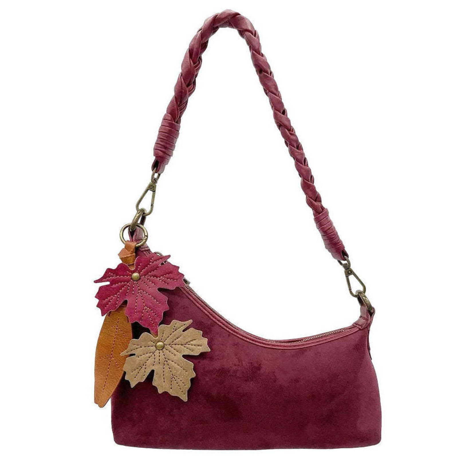 Liz Soto 3328 Wine - Riley Suede Stone Trim Shoulder / Crossbody