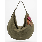 Liz Soto 3332 Olive - Lulu Faux Suede Hobo with Leaf Keychain