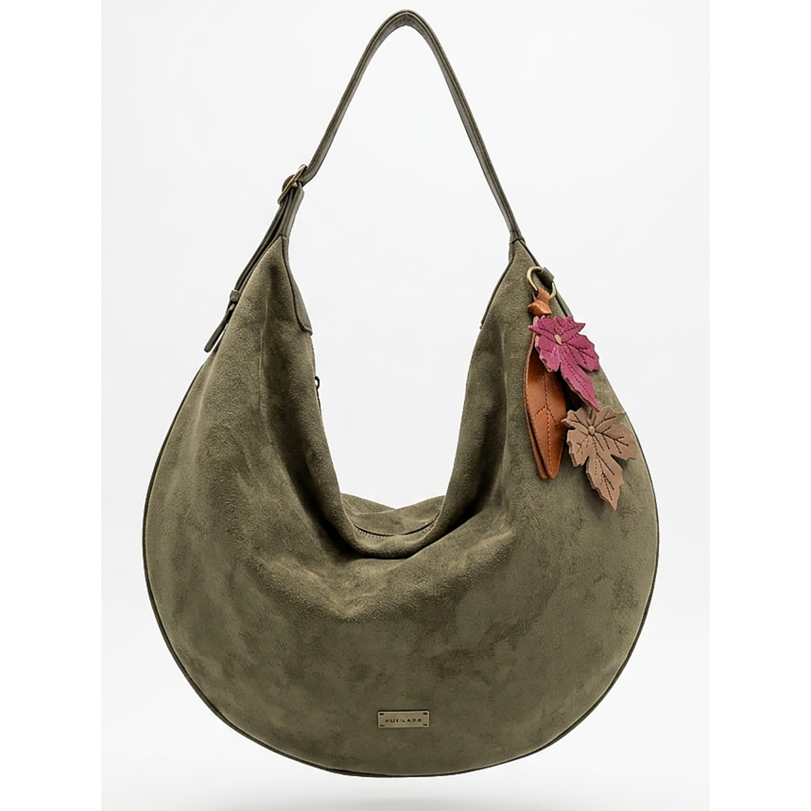 Liz Soto 3332 Olive - Lulu Hobo with Leaf Keychain