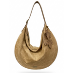 Liz Soto 3332 Stone - Lulu Faux Suede Hobo with Leaf Keychain