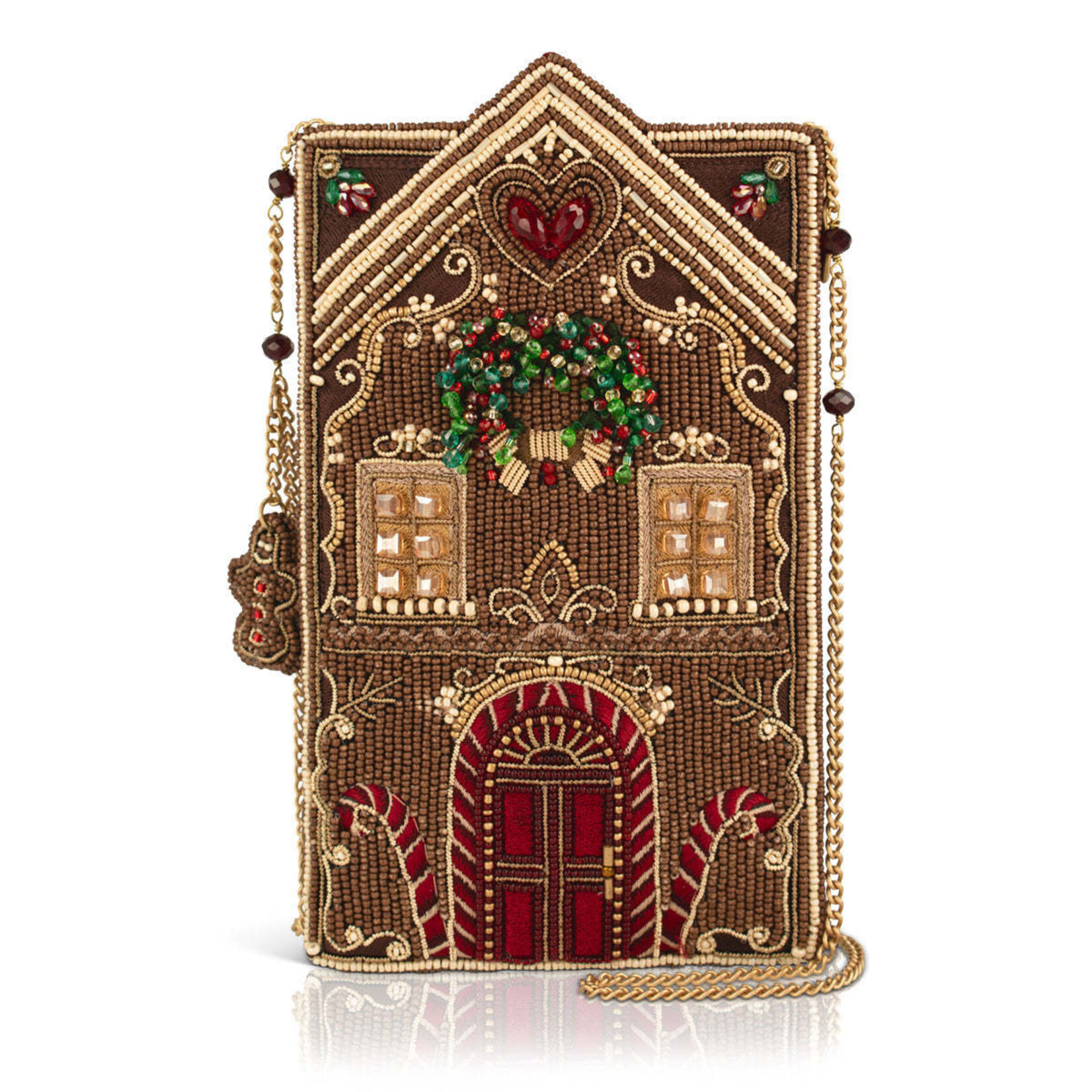 Mary Frances Accessories CPGP S002-712 Candy Cottage - Crossbody Phone Bag - Gingerbread