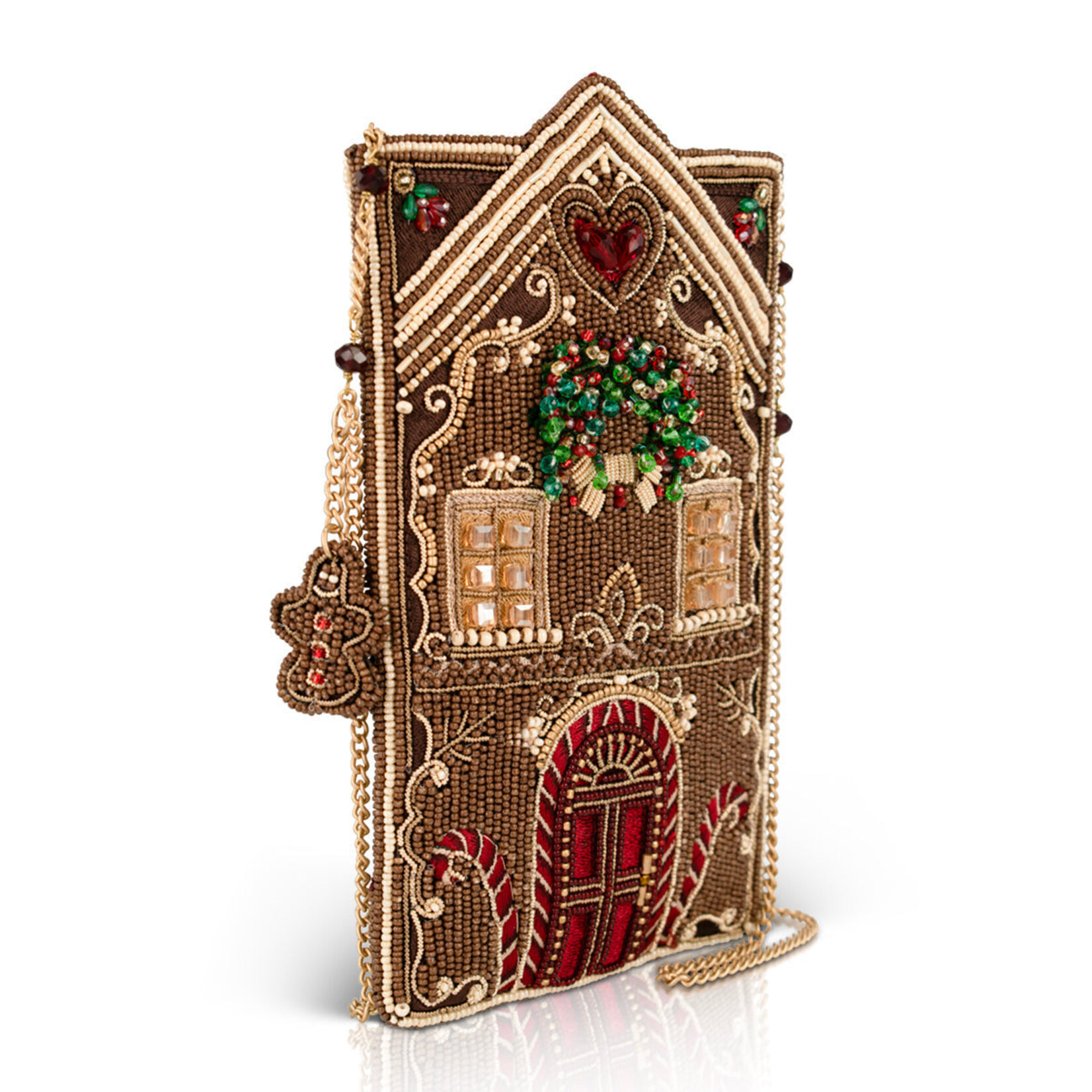 Mary Frances Accessories CPGP S002-712 Candy Cottage - Crossbody Phone Bag - Gingerbread