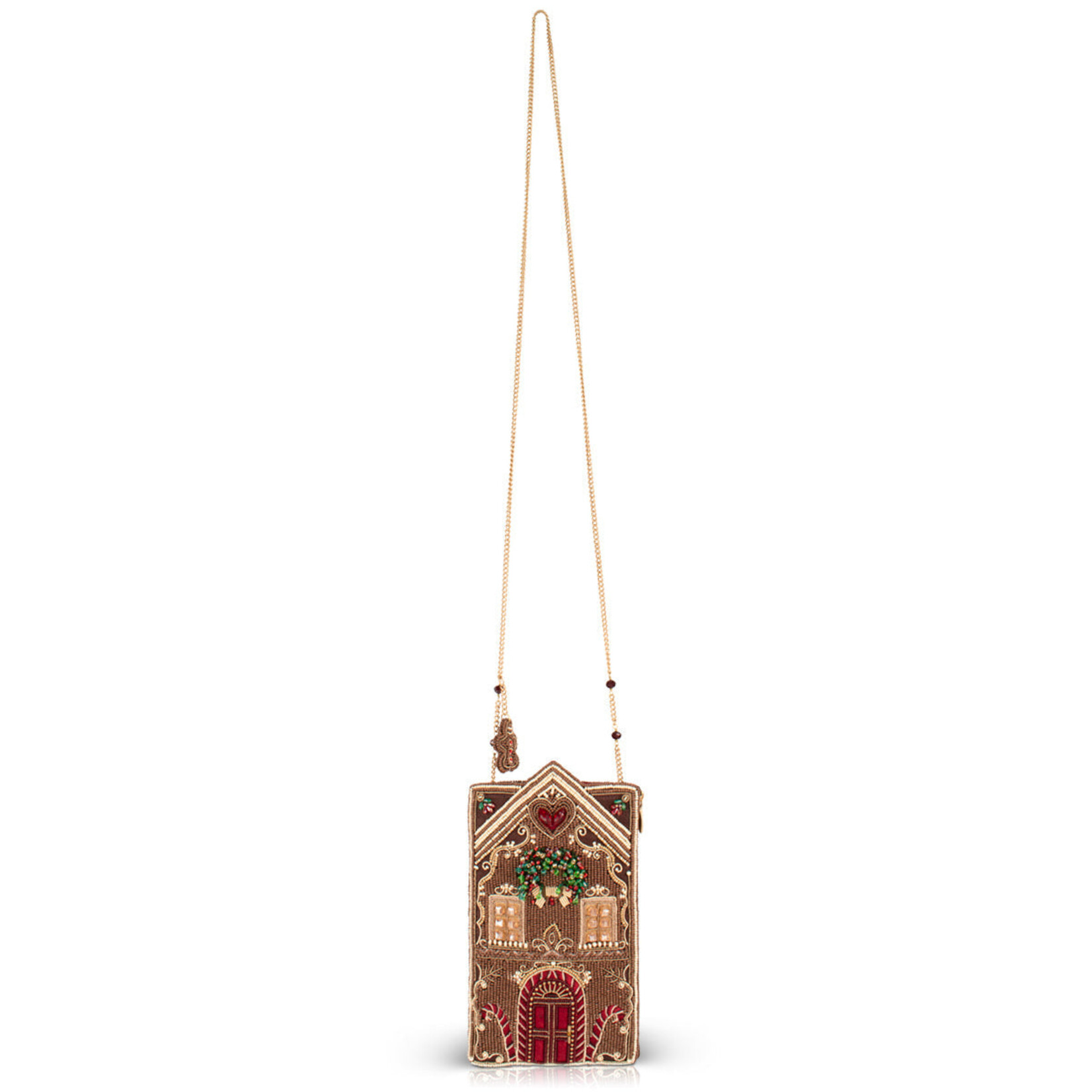 Mary Frances Accessories CPGP S002-712 Candy Cottage - Crossbody Phone Bag - Gingerbread