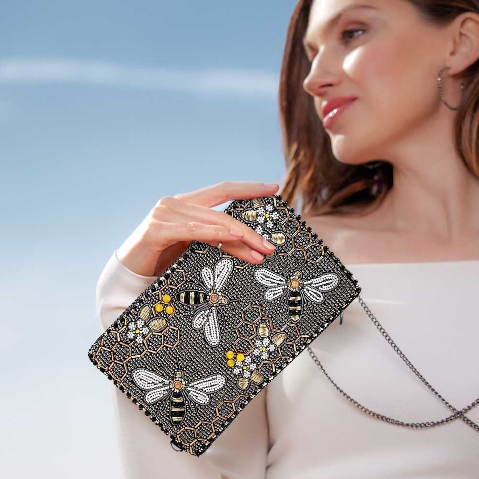 Mary Frances Accessories CPGP S001-610 Bee Awesome Crossbody Phone Bag