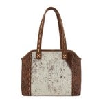Trinity Ranch TR199G-8260BR - Brown - Trinity Ranch Genuine Hair-On Cowhide Tooled Concealed Carry Tote