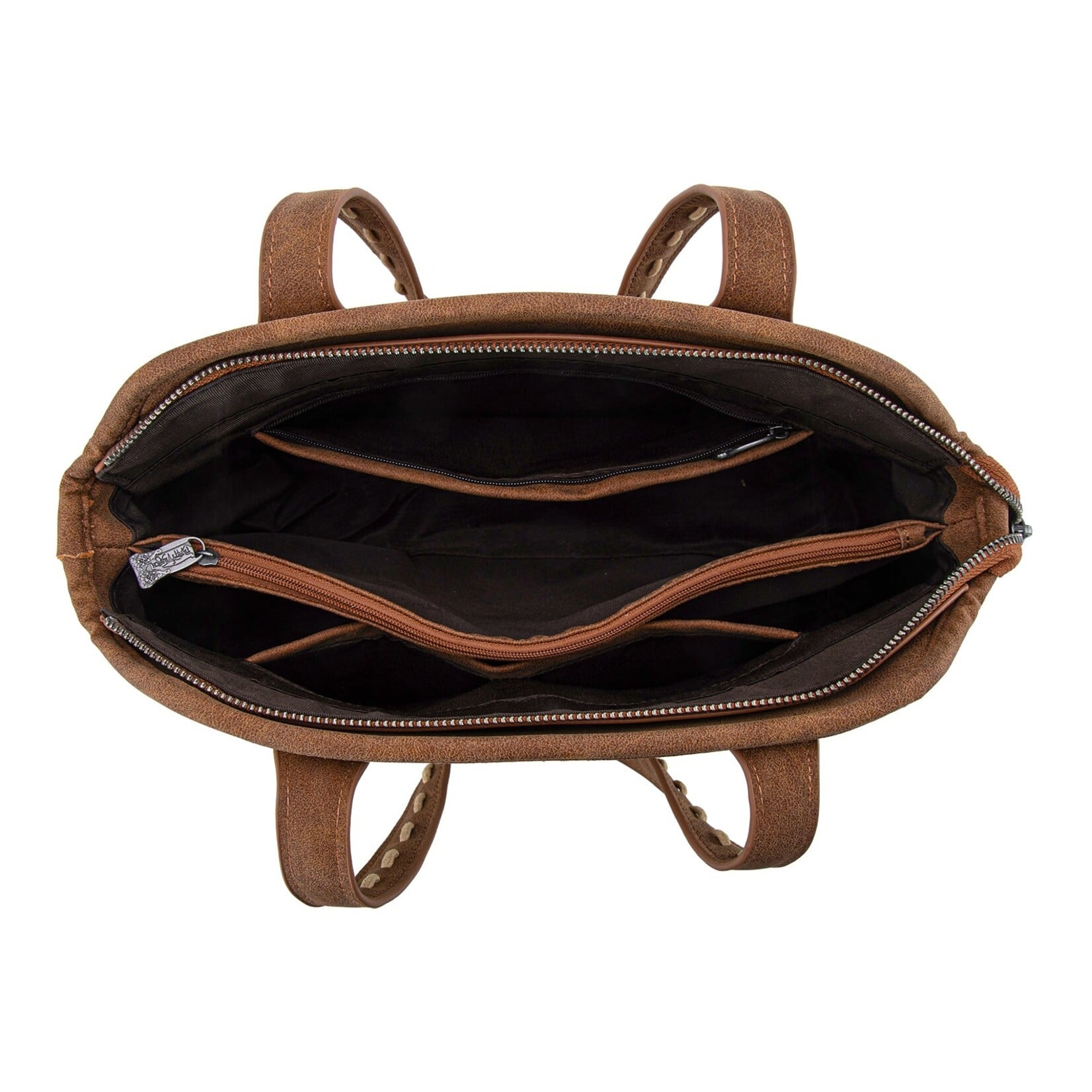 Trinity Ranch TR199G-8260BR - Brown - Trinity Ranch Genuine Hair-On Cowhide Tooled Concealed Carry Tote