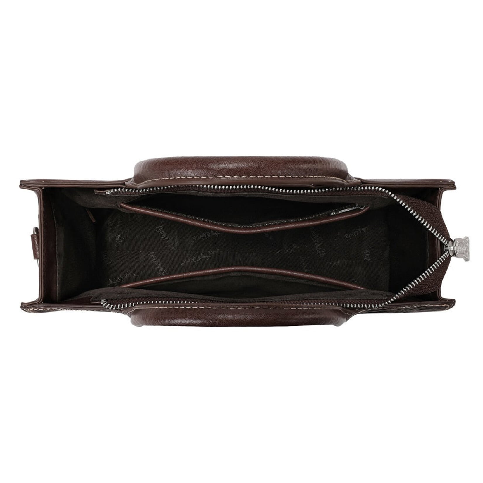 Trinity Ranch TR214-8802CF - Coffee - Trinity Ranch Floral Tooled Leather Western Satchel Tote Bag