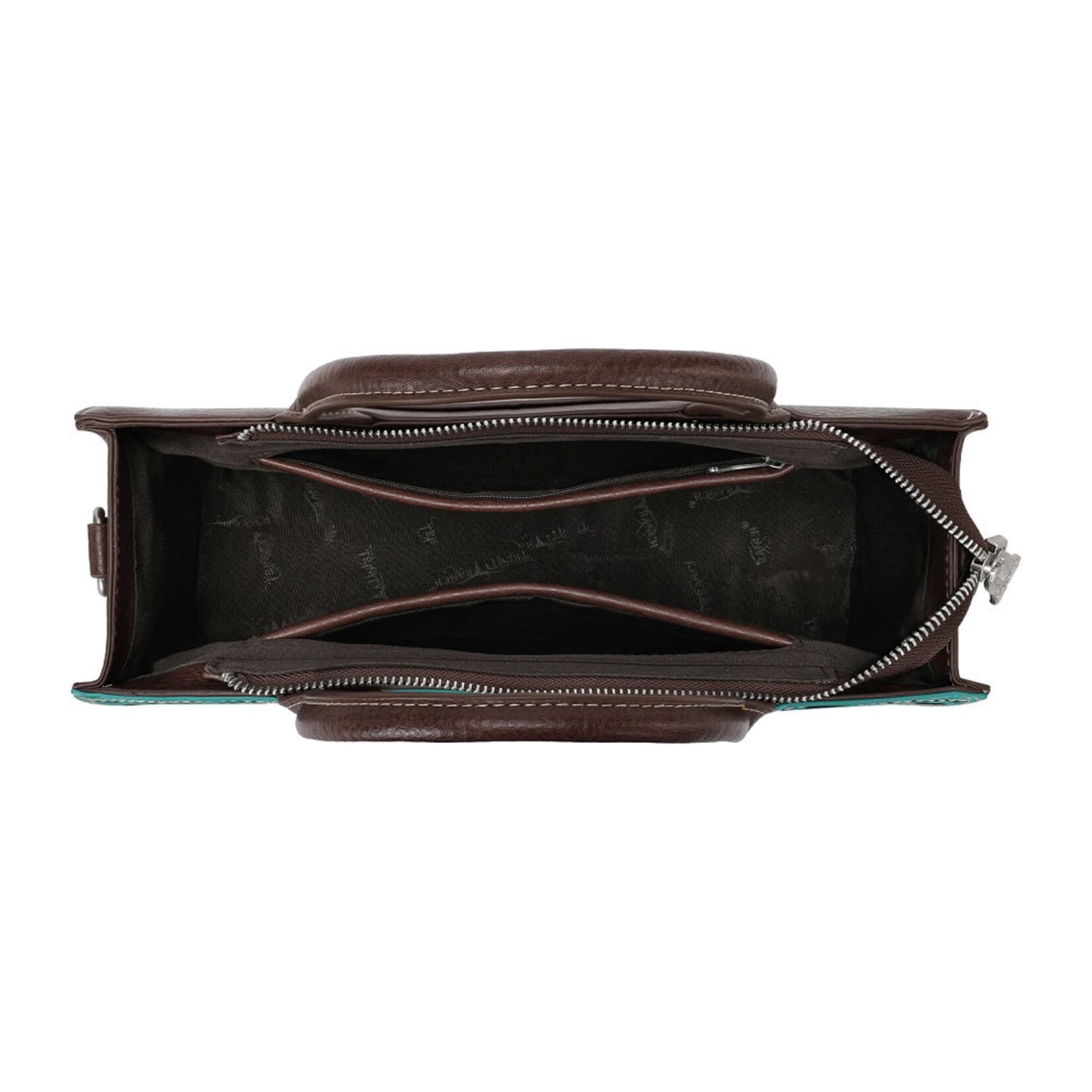 Trinity Ranch TR214-8802TQ - Turquoise - Trinity Ranch Floral Tooled Leather Western Satchel Tote Bag