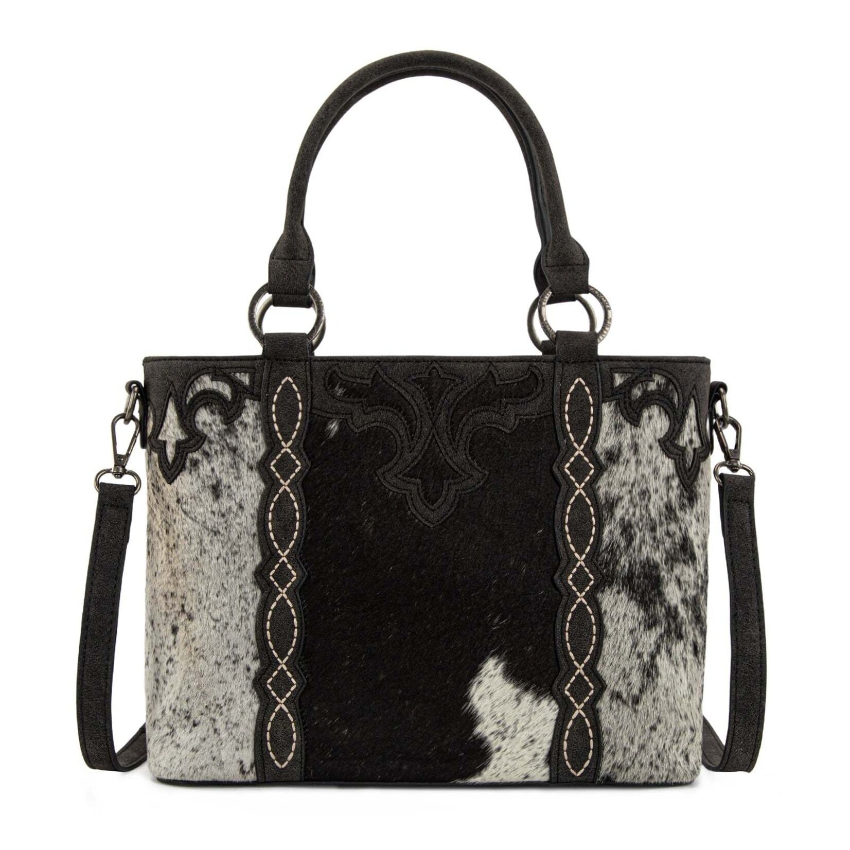 Trinity Ranch TR198G-8899BK - Black - Trinity Ranch Genuine Hair-On Cowhide Collection Concealed Carry Tote