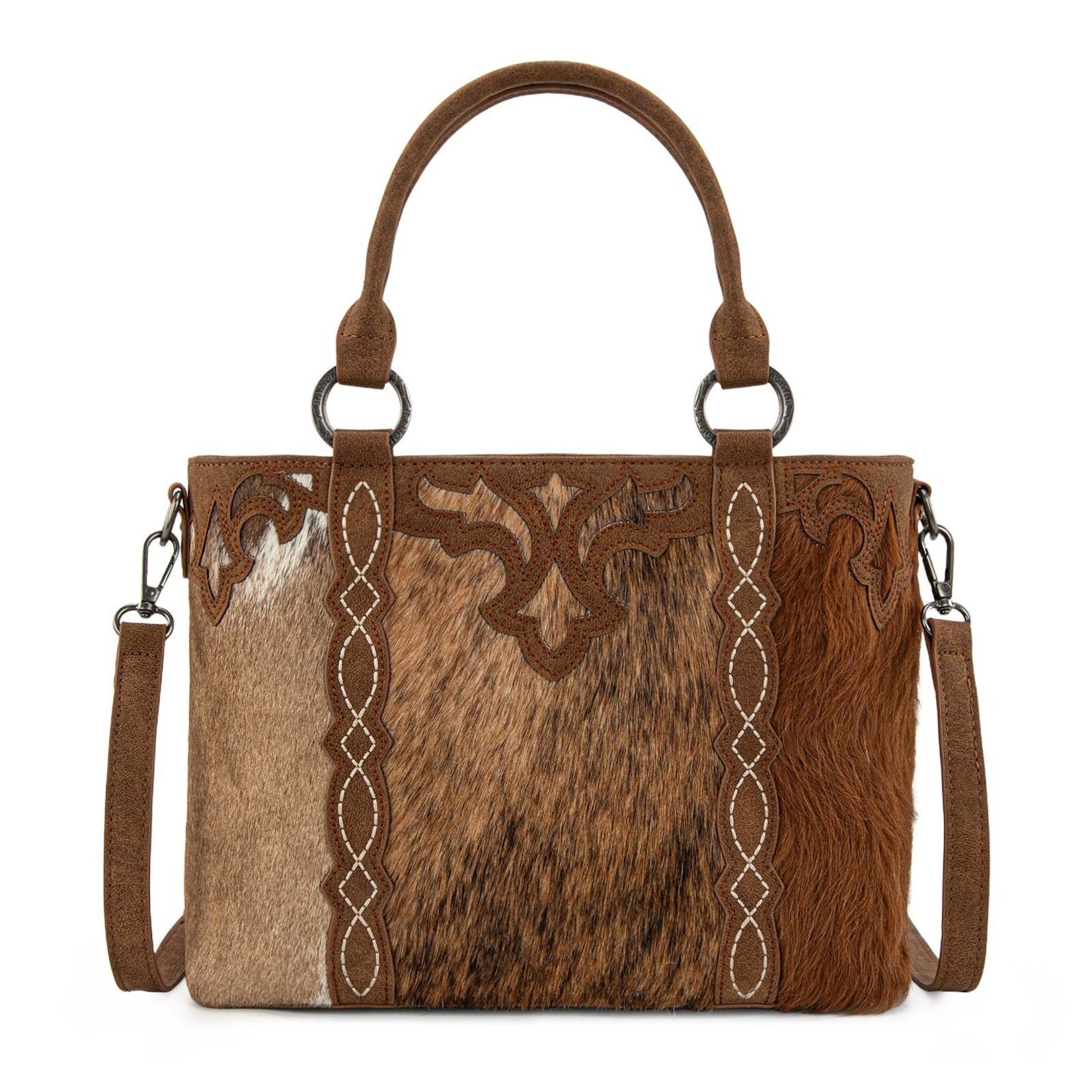 Trinity Ranch TR198G-8899BR - Brown - Trinity Ranch Genuine Hair-On Cowhide Collection Concealed Carry Tote