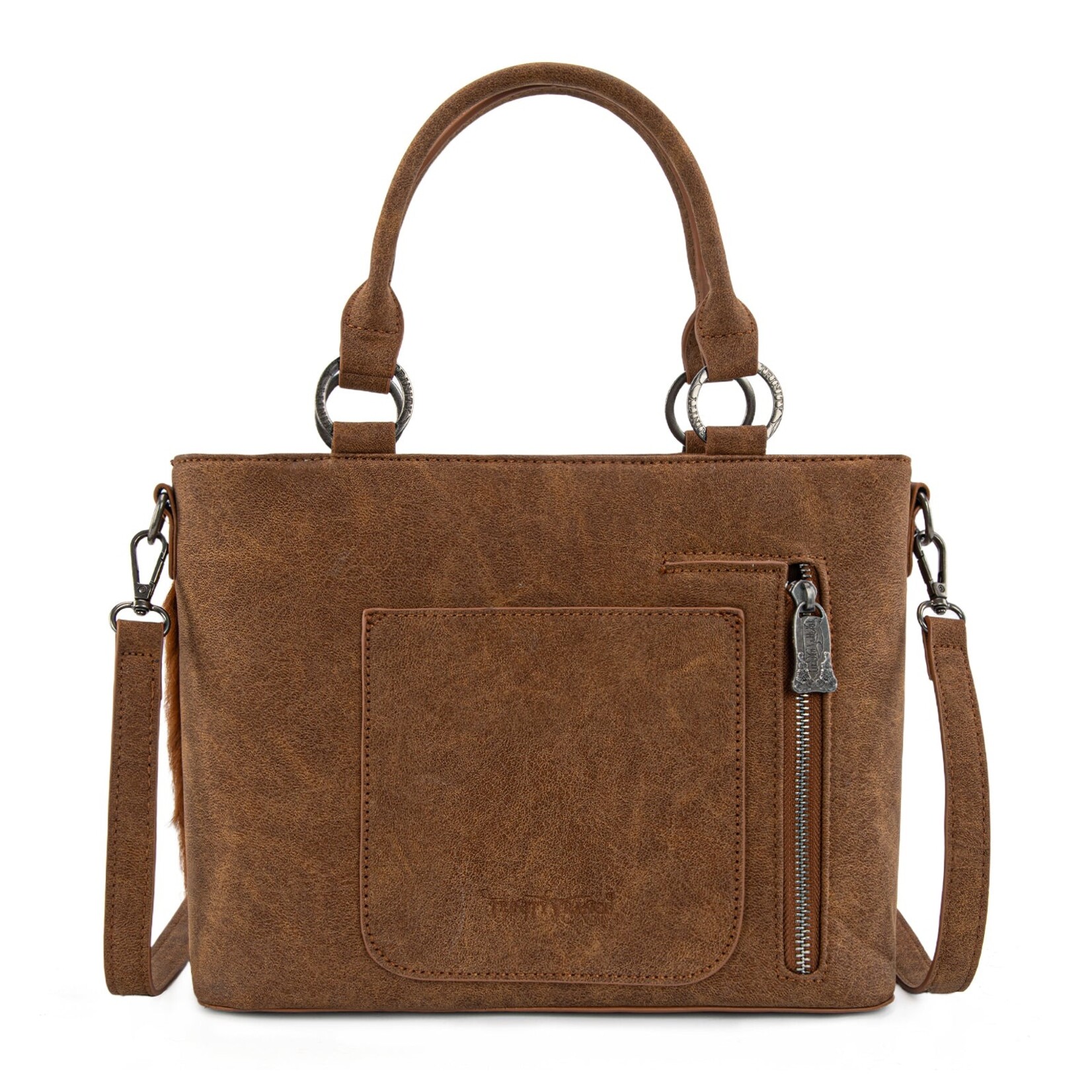 Trinity Ranch TR198G-8899BR - Brown - Trinity Ranch Genuine Hair-On Cowhide Collection Concealed Carry Tote