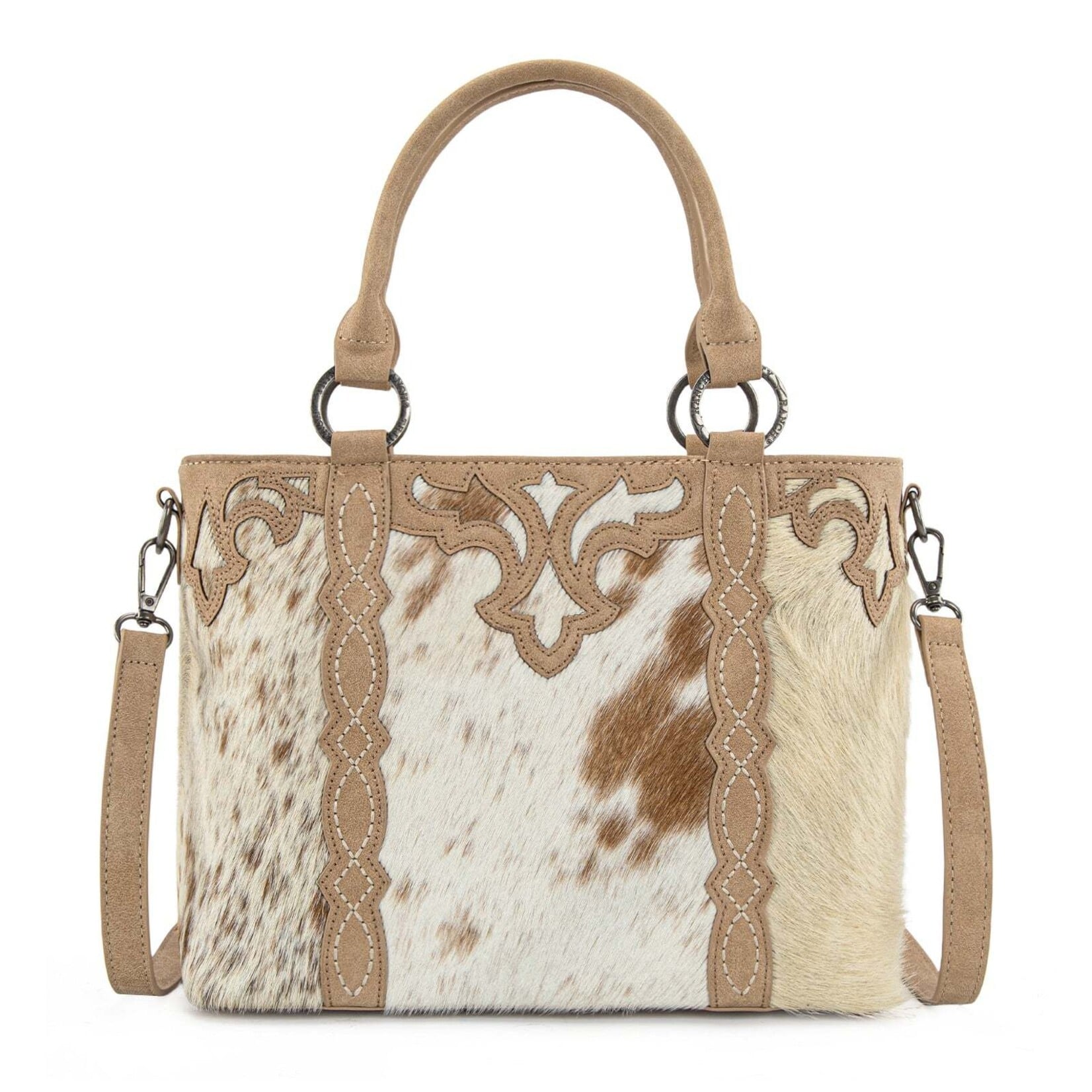 Trinity Ranch TR198G-8899TN - Tan - Trinity Ranch Genuine Hair-On Cowhide Collection Concealed Carry Tote
