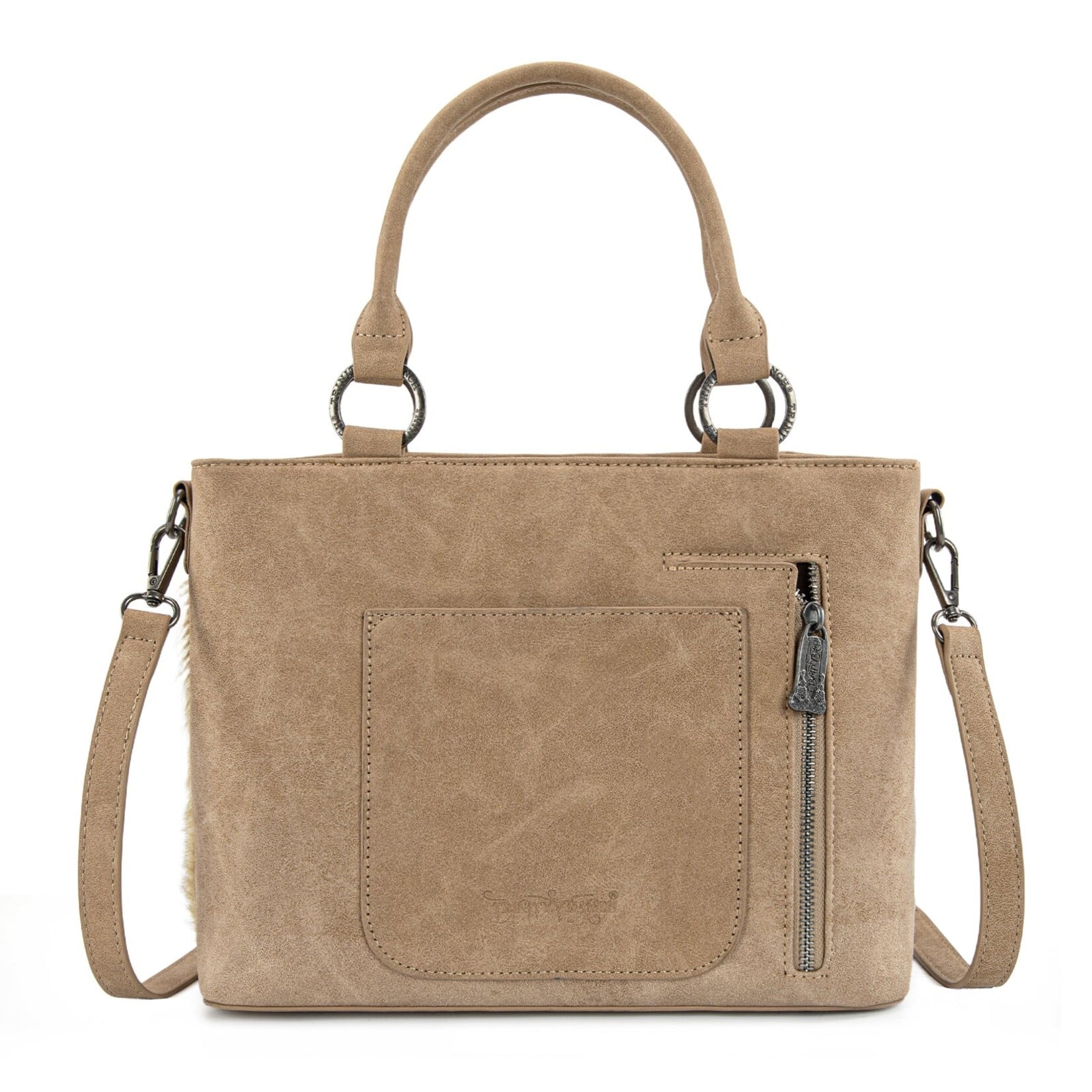 Trinity Ranch TR198G-8899TN - Tan - Trinity Ranch Genuine Hair-On Cowhide Collection Concealed Carry Tote