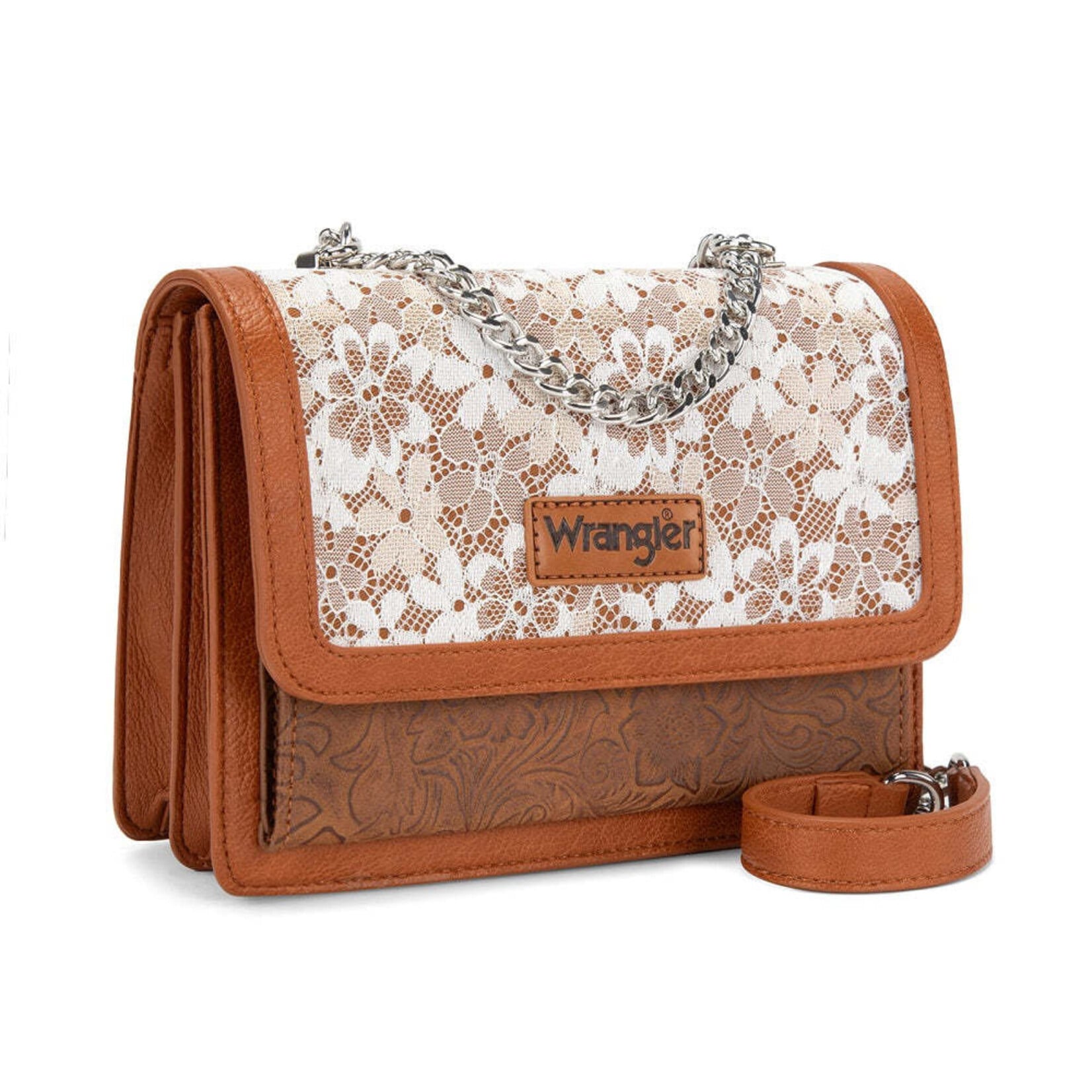 Wrangler WG-HB-455-2365BR - Brown - Wrangler Chic Lace Chain Shoulder Bag