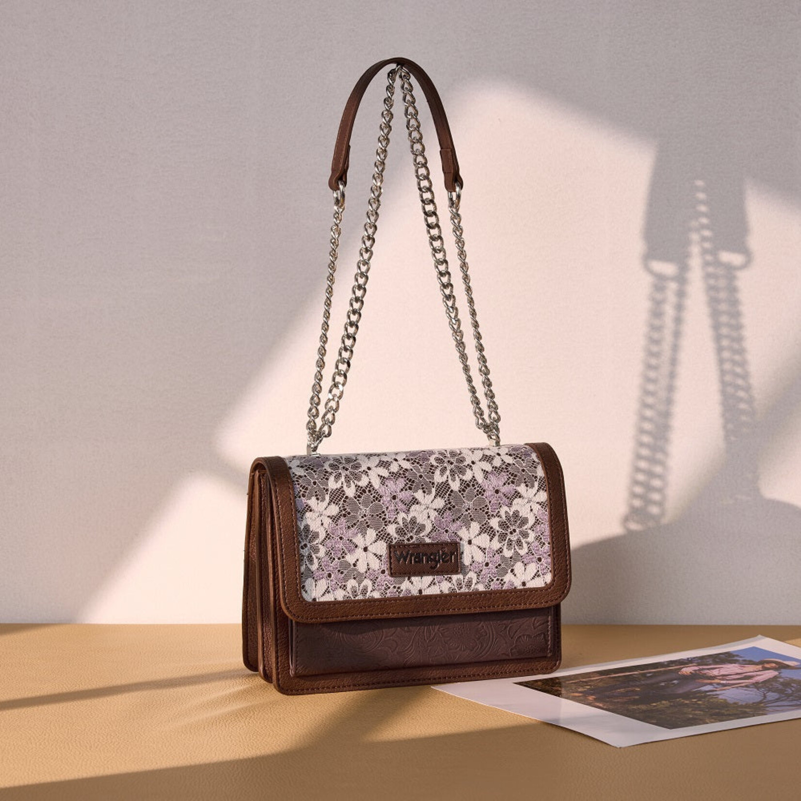 Wrangler WG-HB-455-2365CF - Coffee - Wrangler Chic Lace Chain Shoulder Bag