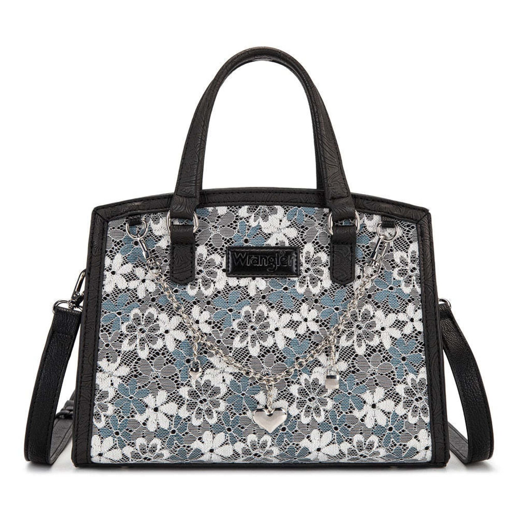 Wrangler WG-HB-455-8130BK - Black - Wrangler Western Chic Lace with Chain Charm Satchel/Crossbody Bag