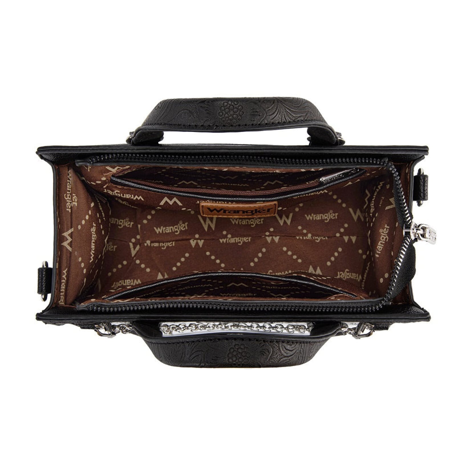 Wrangler WG-HB-455-8130BK - Black - Wrangler Western Chic Lace with Chain Charm Satchel/Crossbody Bag