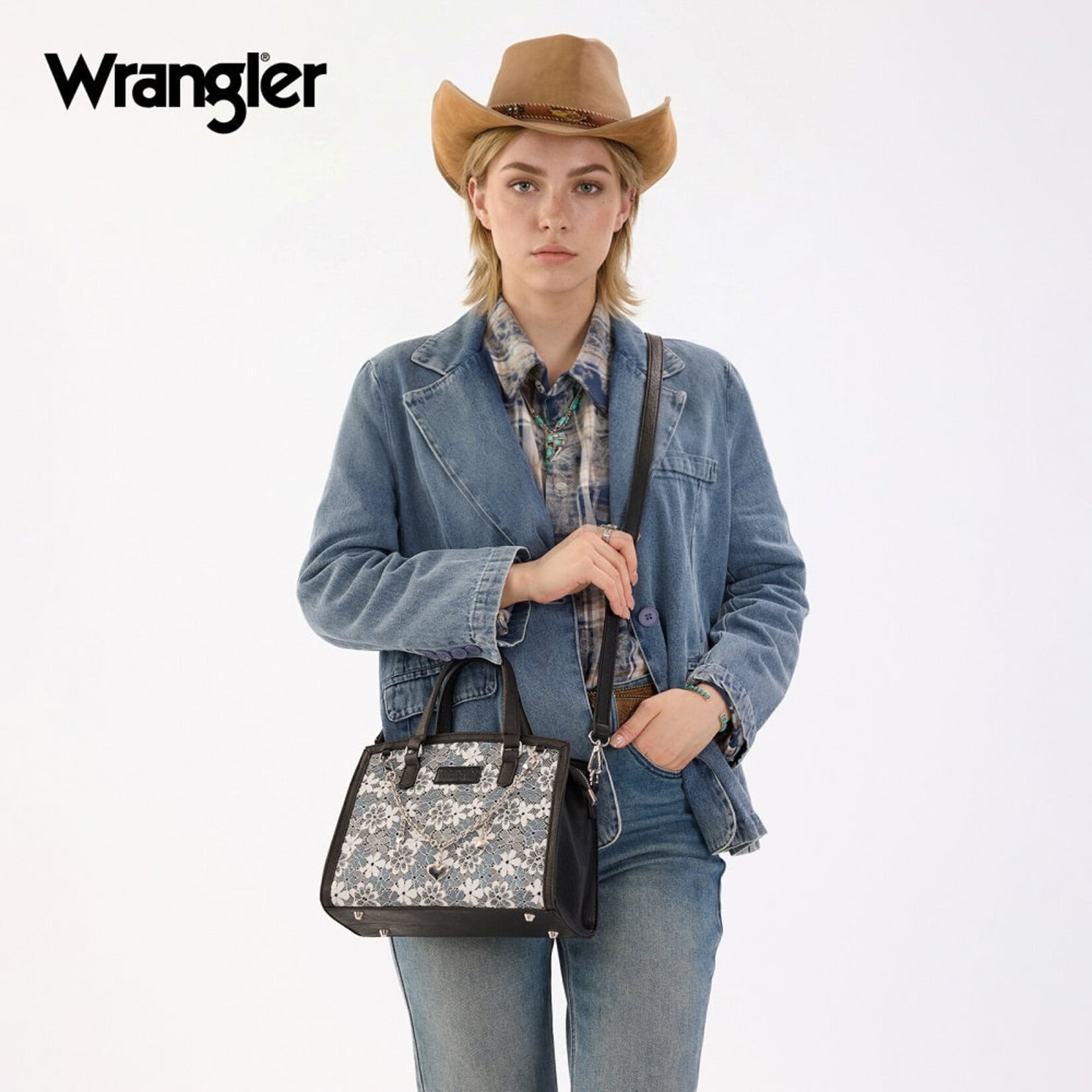 Wrangler WG454-2003BK - Black - Wrangler Braided Tassel Saddle Crossbody Bag
