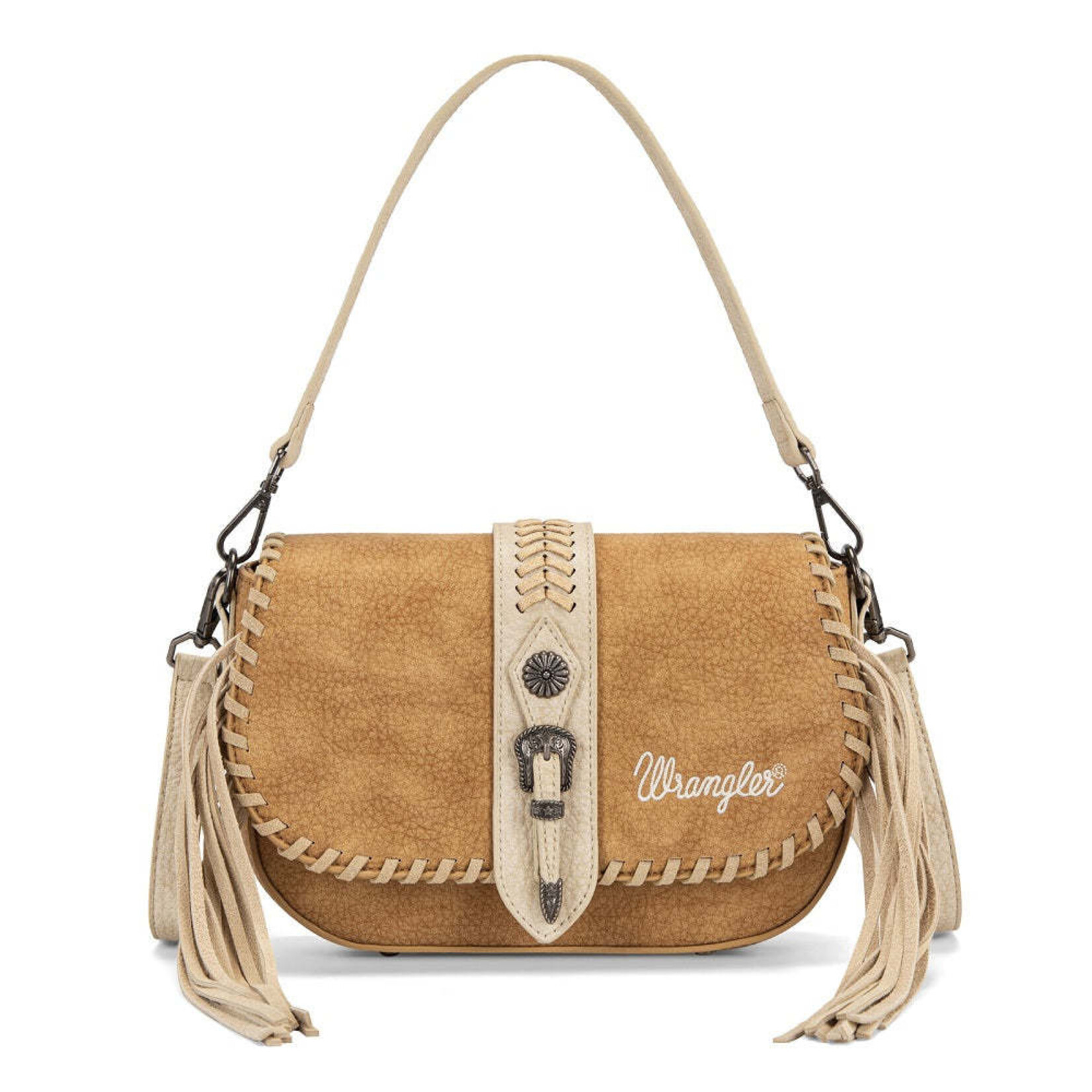 Wrangler WG454-2003BR - Brown - Wrangler Braided Tassel Saddle Crossbody Bag