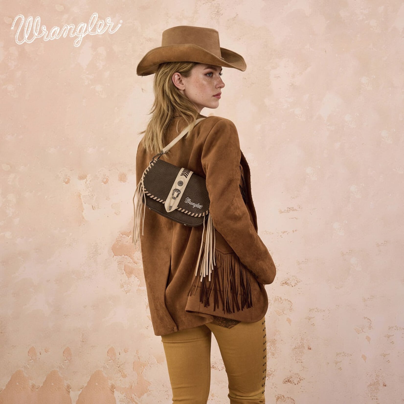 Wrangler WG454-2003CF - Coffee - Wrangler Braided Tassel Saddle Crossbody Bag