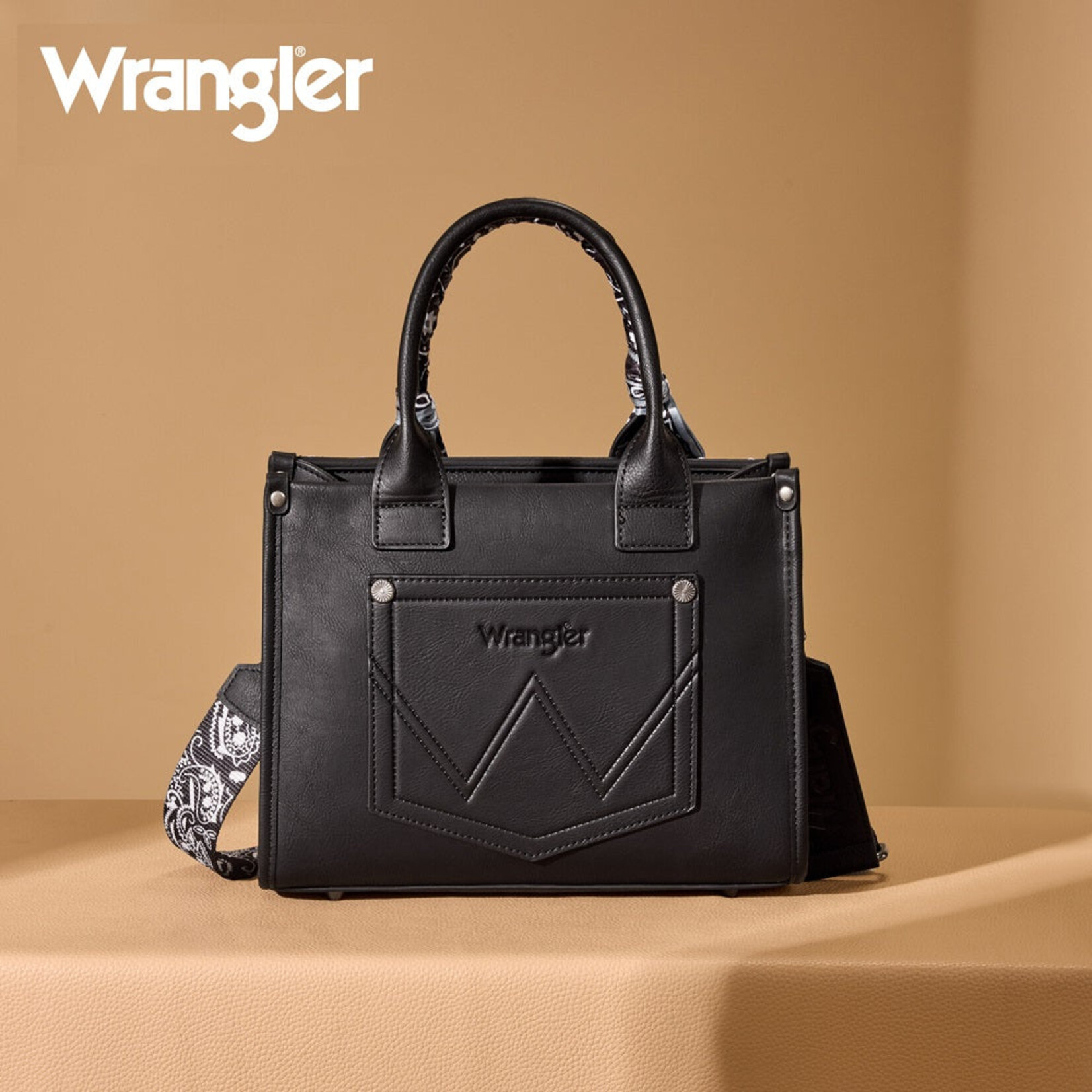 Wrangler WG331-8120SBK - Black - Wrangler Bandana Tote/Crossbody