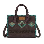 Wrangler WG310-8120CF - Coffee - Wrangler Whipstitch Aztec Satchel/Crossbody with Scarf Handle