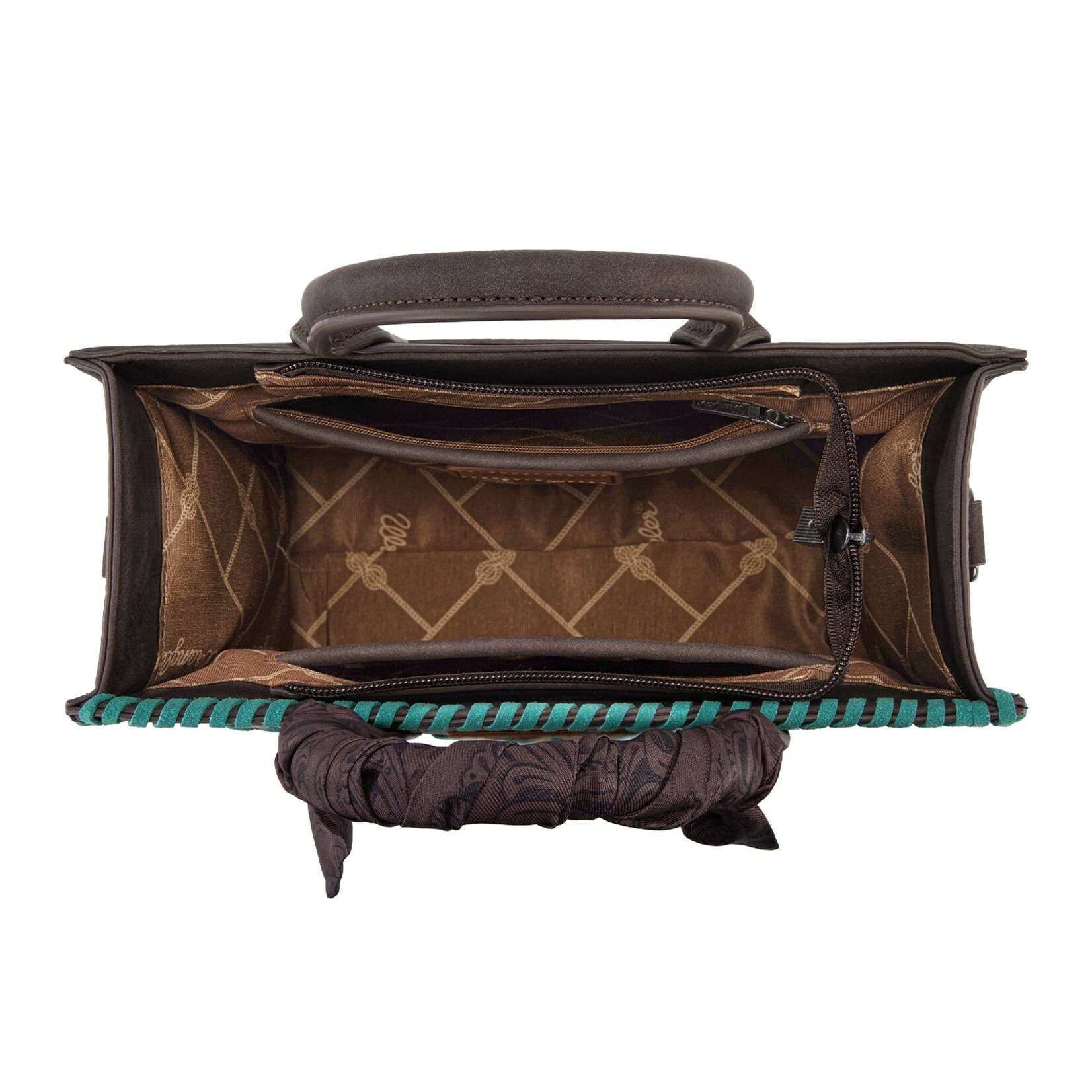 Wrangler WG310-8120CF - Coffee - Wrangler Whipstitch Aztec Satchel/Crossbody with Scarf Handle