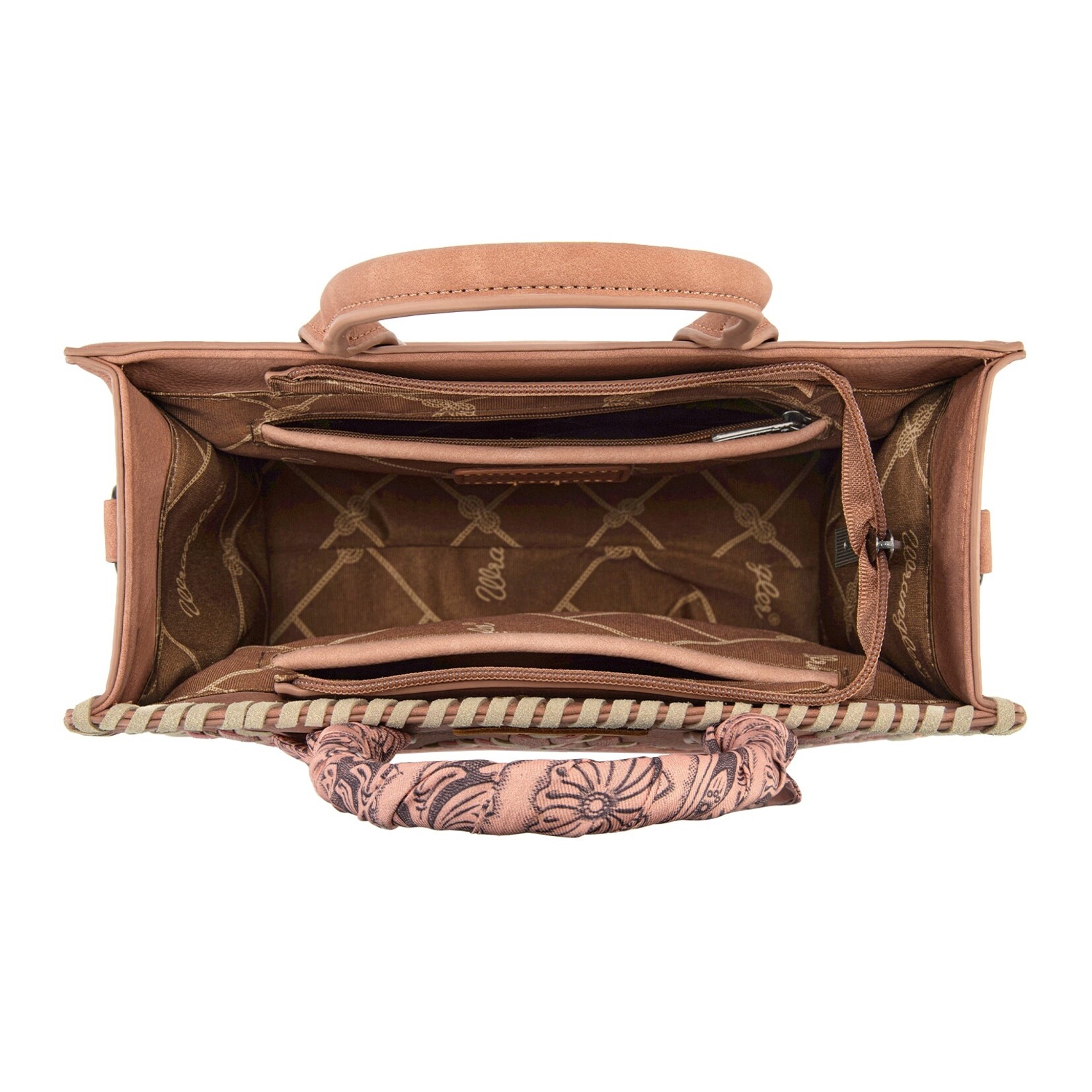 Wrangler WG310-8120DPK - Dark Pink - Wrangler Whipstitch Aztec Satchel/Crossbody with Scarf Handle
