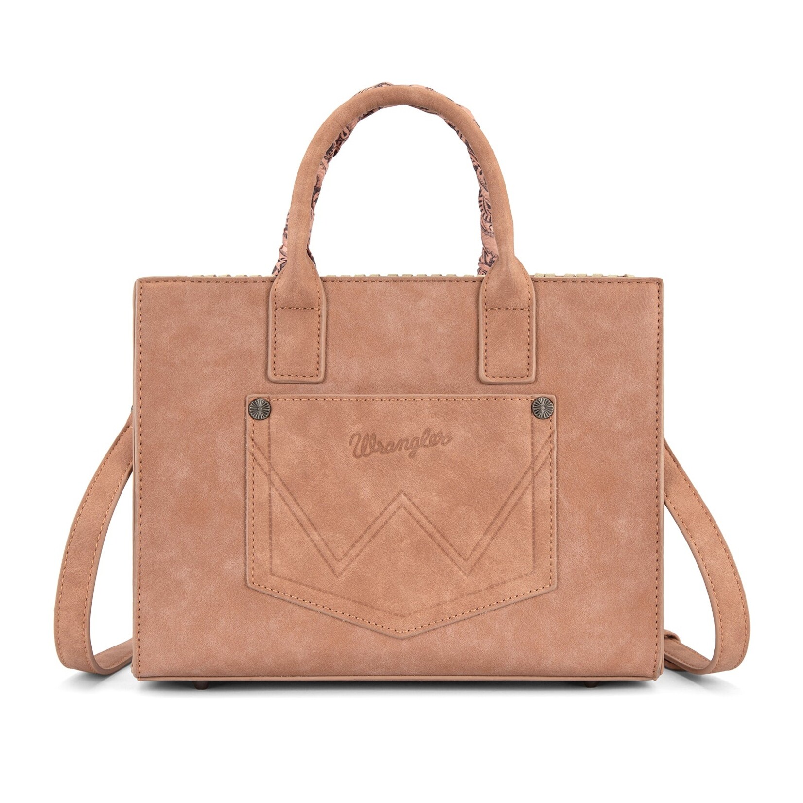 Wrangler WG310-8120DPK - Dark Pink - Wrangler Whipstitch Aztec Satchel/Crossbody with Scarf Handle