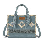 Wrangler WG-HB-310-8120JN - Jean - Wrangler Whipstitch Aztec Satchel/Crossbody with Scarf Handle