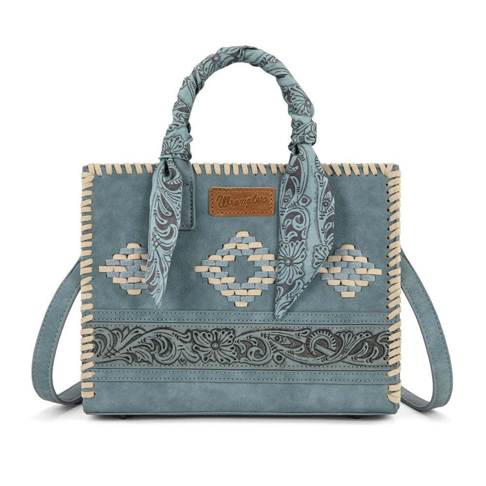 Wrangler WG-HB-310-8120JN - Jean - Wrangler Whipstitch Aztec Satchel/Crossbody with Scarf Handle