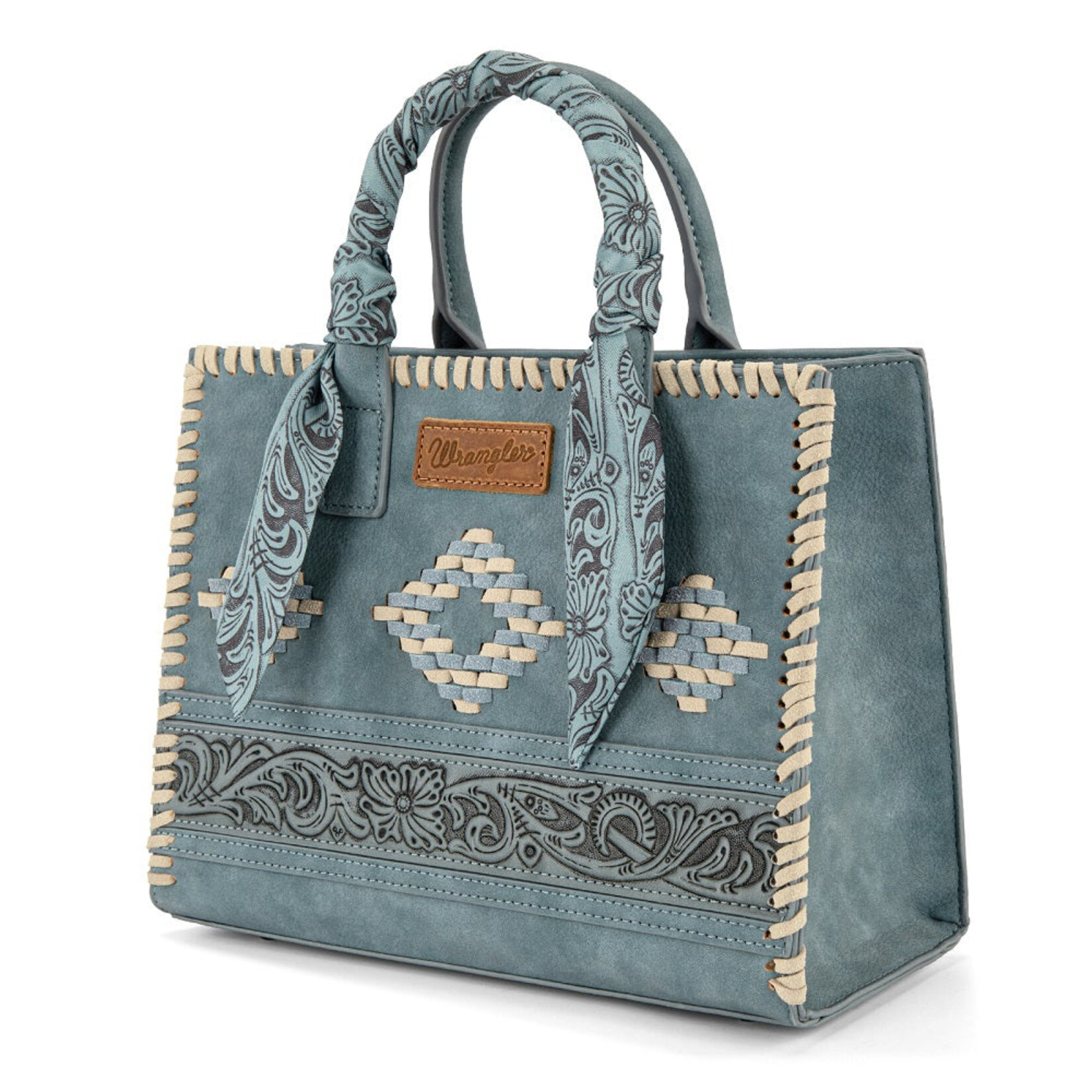 Wrangler WG-HB-310-8120JN - Jean - Wrangler Whipstitch Aztec Satchel/Crossbody with Scarf Handle