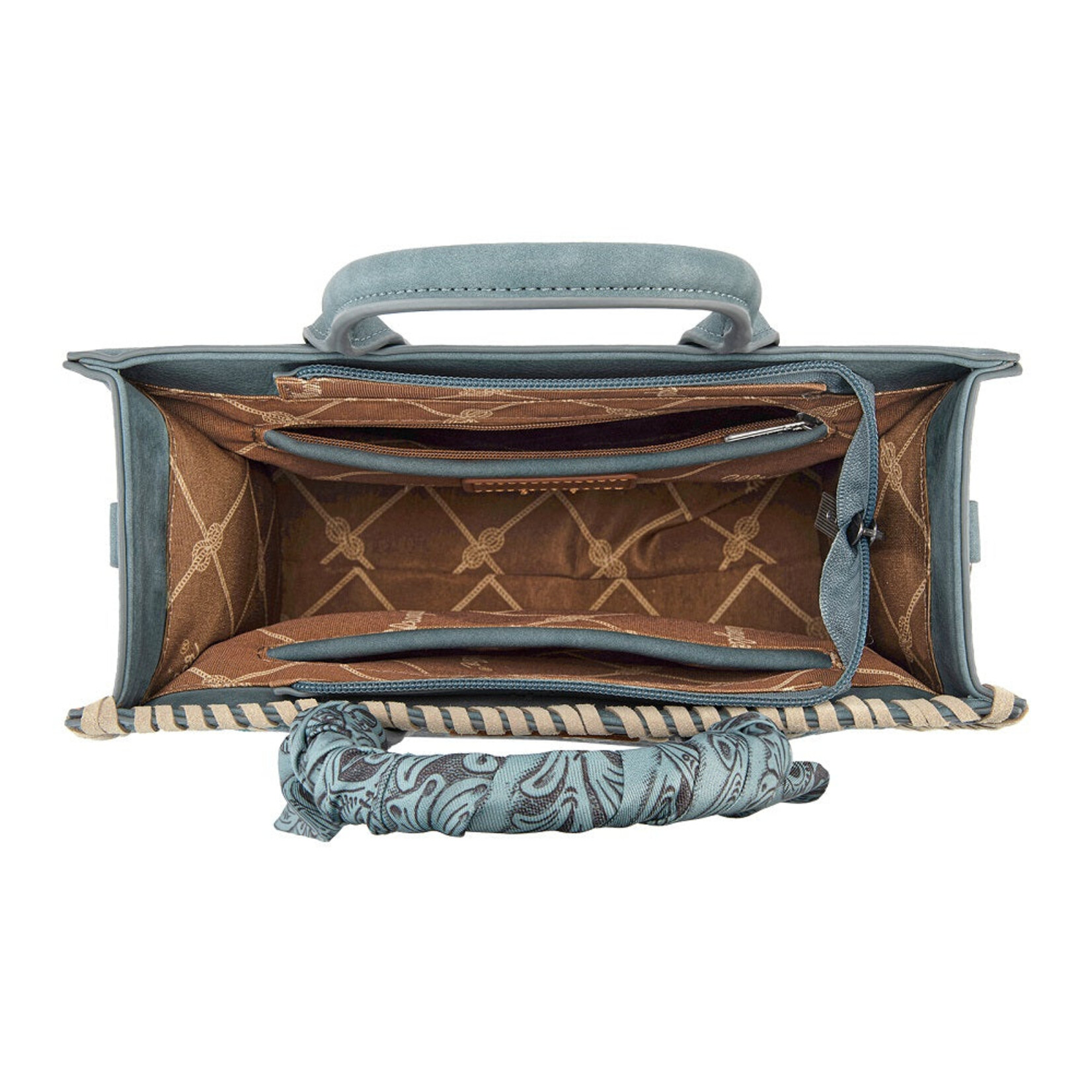 Wrangler WG-HB-310-8120JN - Jean - Wrangler Whipstitch Aztec Satchel/Crossbody with Scarf Handle