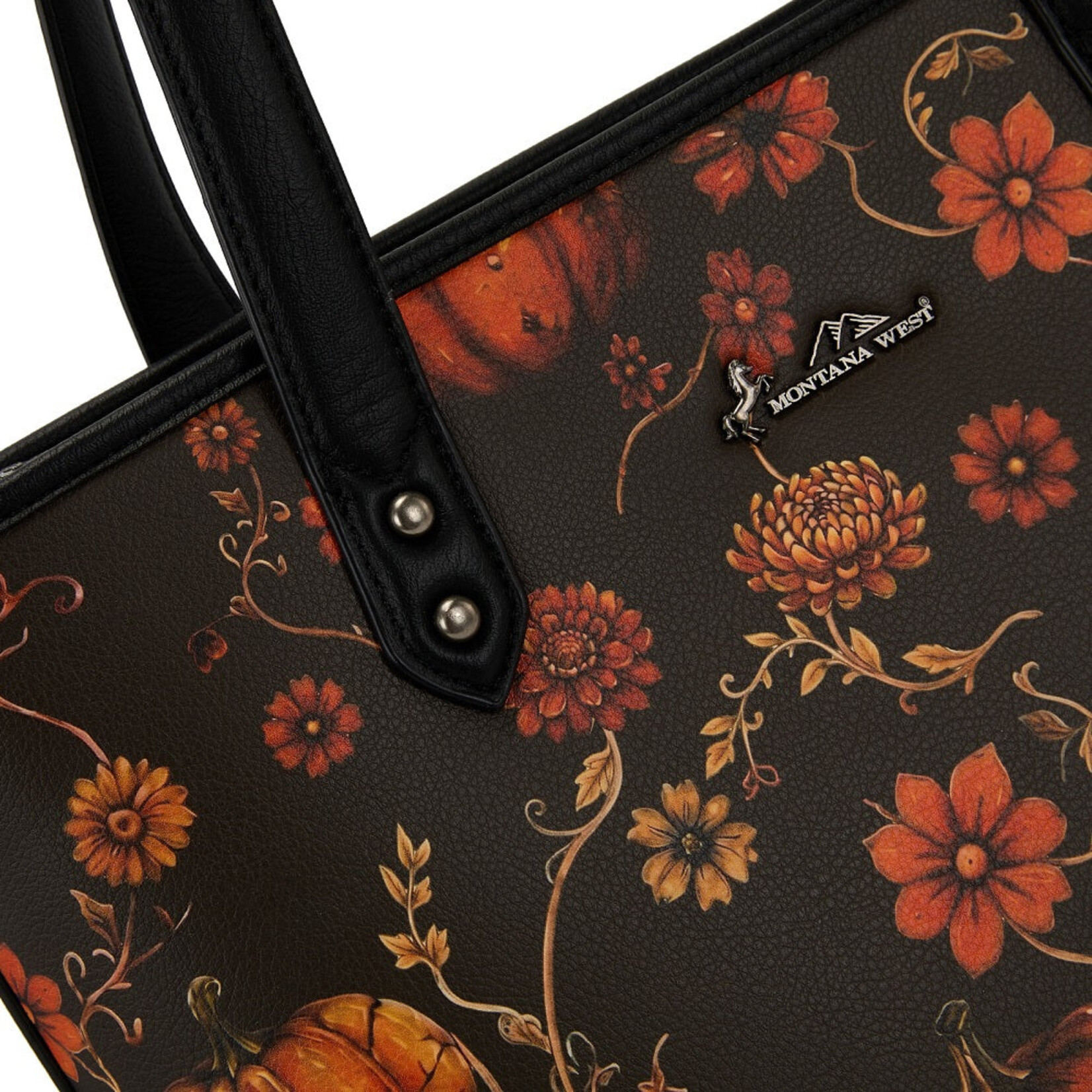 Montana West Inc MW-HB-1404-2002-RD Montana West Halloween Pumpkin Floral Tote Bag - Red