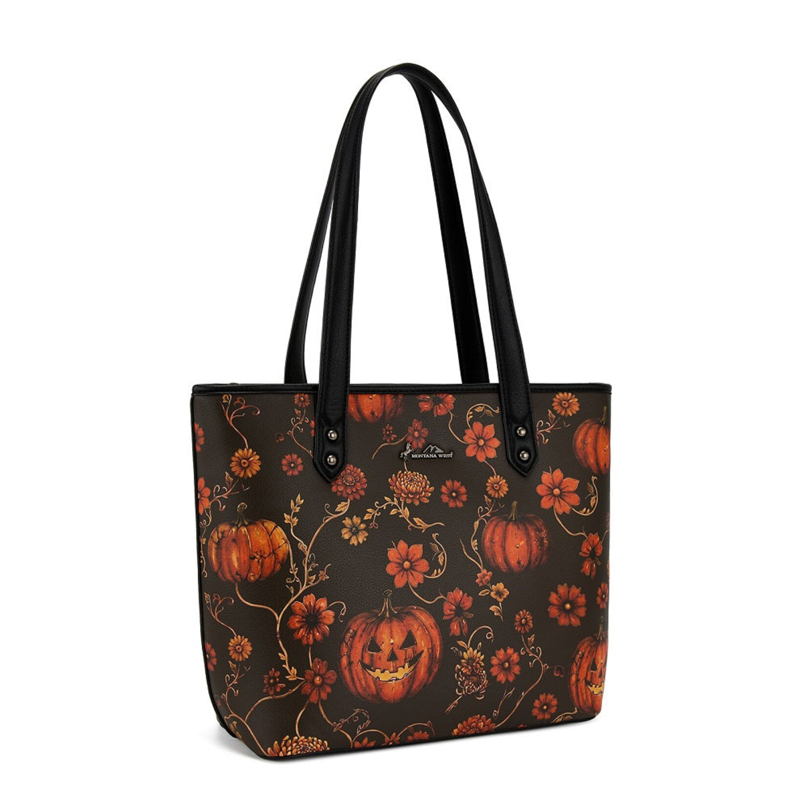 Montana West Inc MW-HB-1404-2002-RD Montana West Halloween Pumpkin Floral Tote Bag - Red
