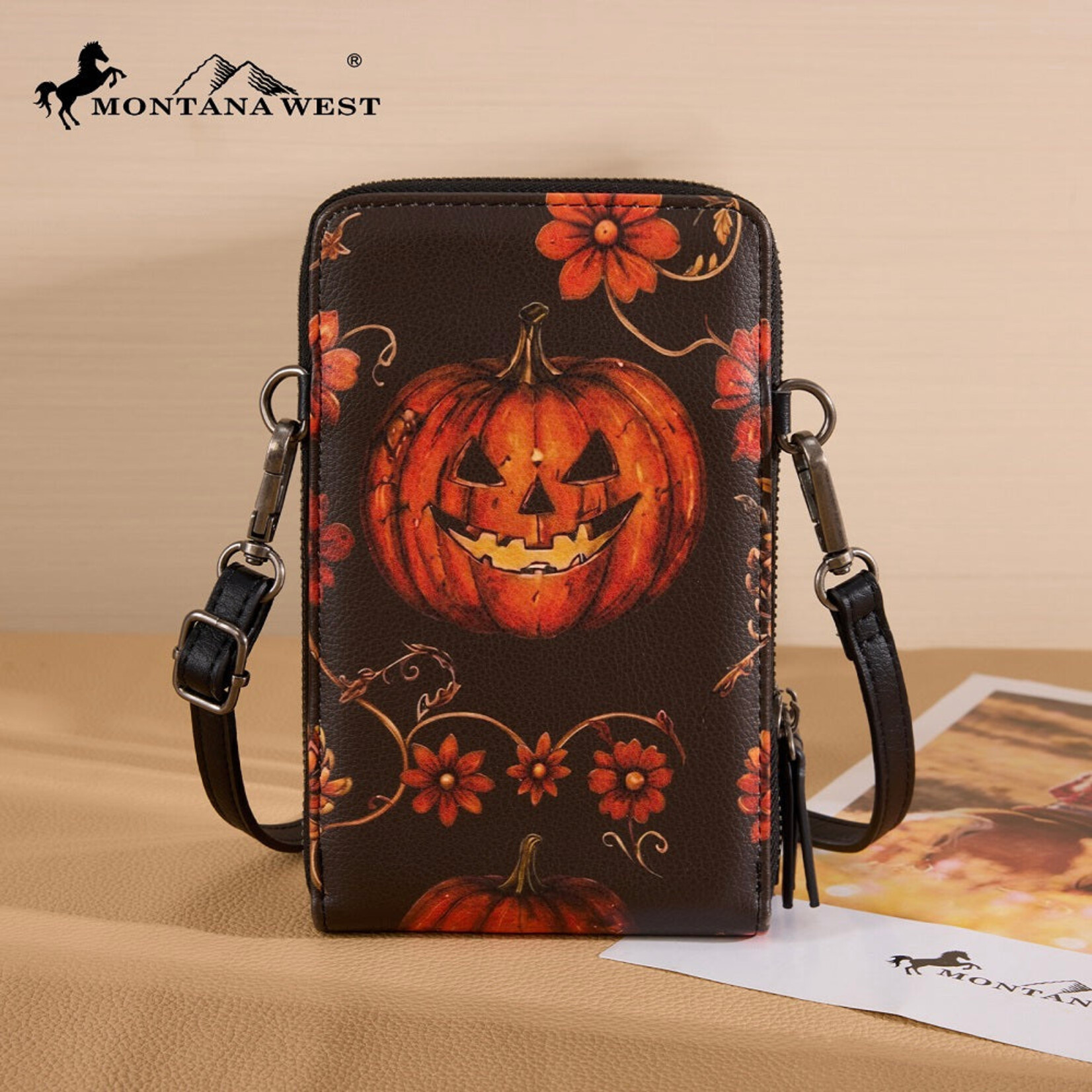 Montana West Inc MW-HB-1404-183-RD Montana West Halloween Pumpkin Phone Wallet - Red