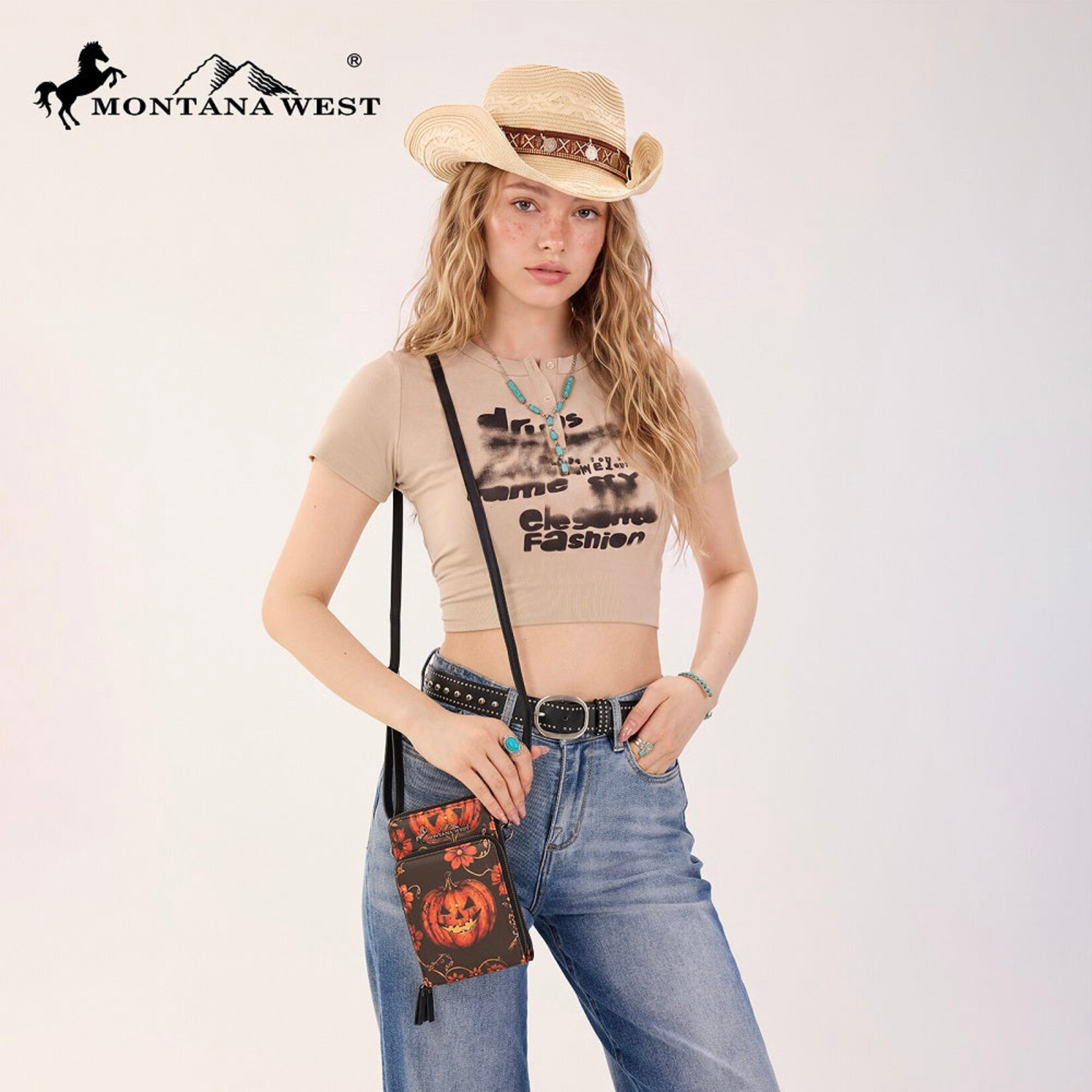 Montana West Inc MW-HB-1404-183-RD Montana West Halloween Pumpkin Phone Wallet - Red