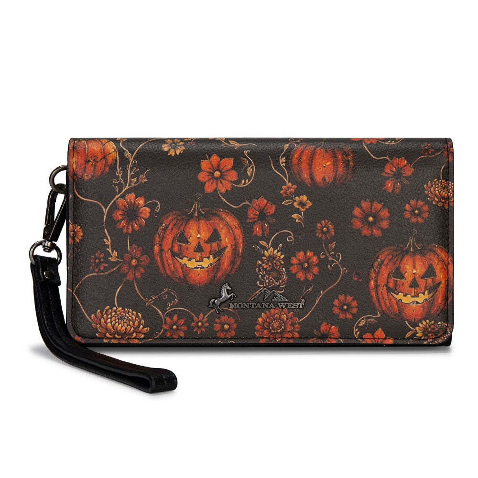 Montana West Inc MW-WL-1404-018-RD Montana West Pumpkin Halloween Wristlet RFID Wallet - Red