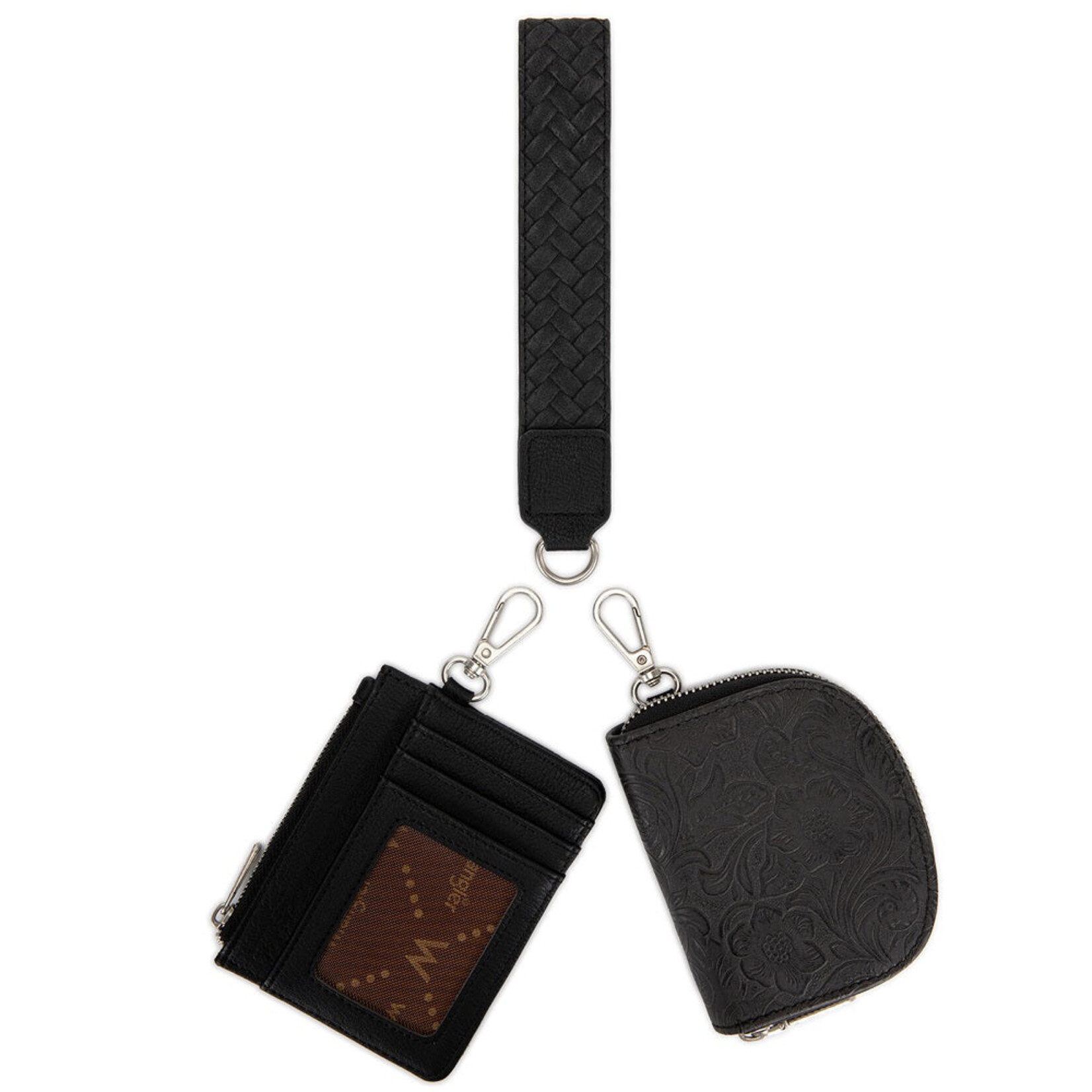Wrangler WG-WL-608-0051-BK Wrangler Floral Tooled 2‑Piece RFID Wallet Set - Black