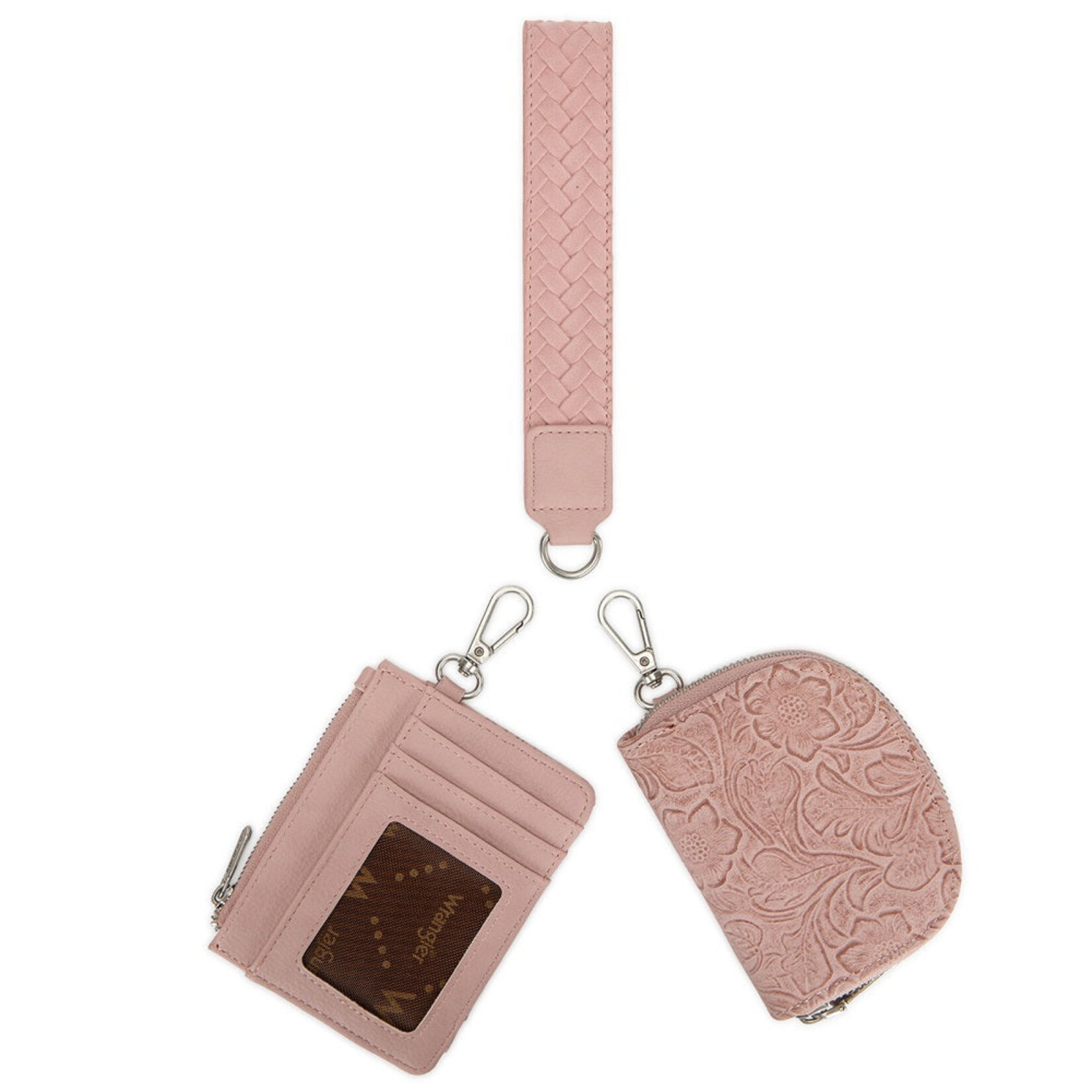 Wrangler WG-WL-608-0051-DPK Wrangler Floral Tooled 2‑Piece RFID Wallet Set - Dark Pink
