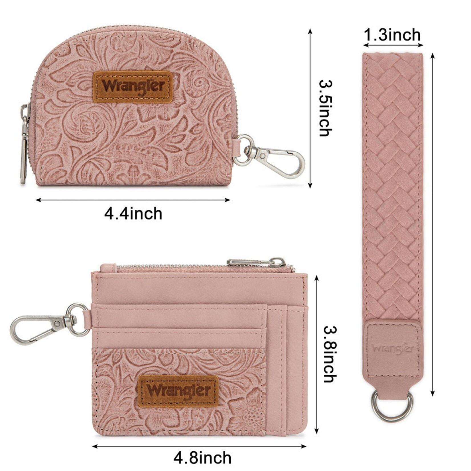 Wrangler WG-WL-608-0051-DPK Wrangler Floral Tooled 2‑Piece RFID Wallet Set - Dark Pink