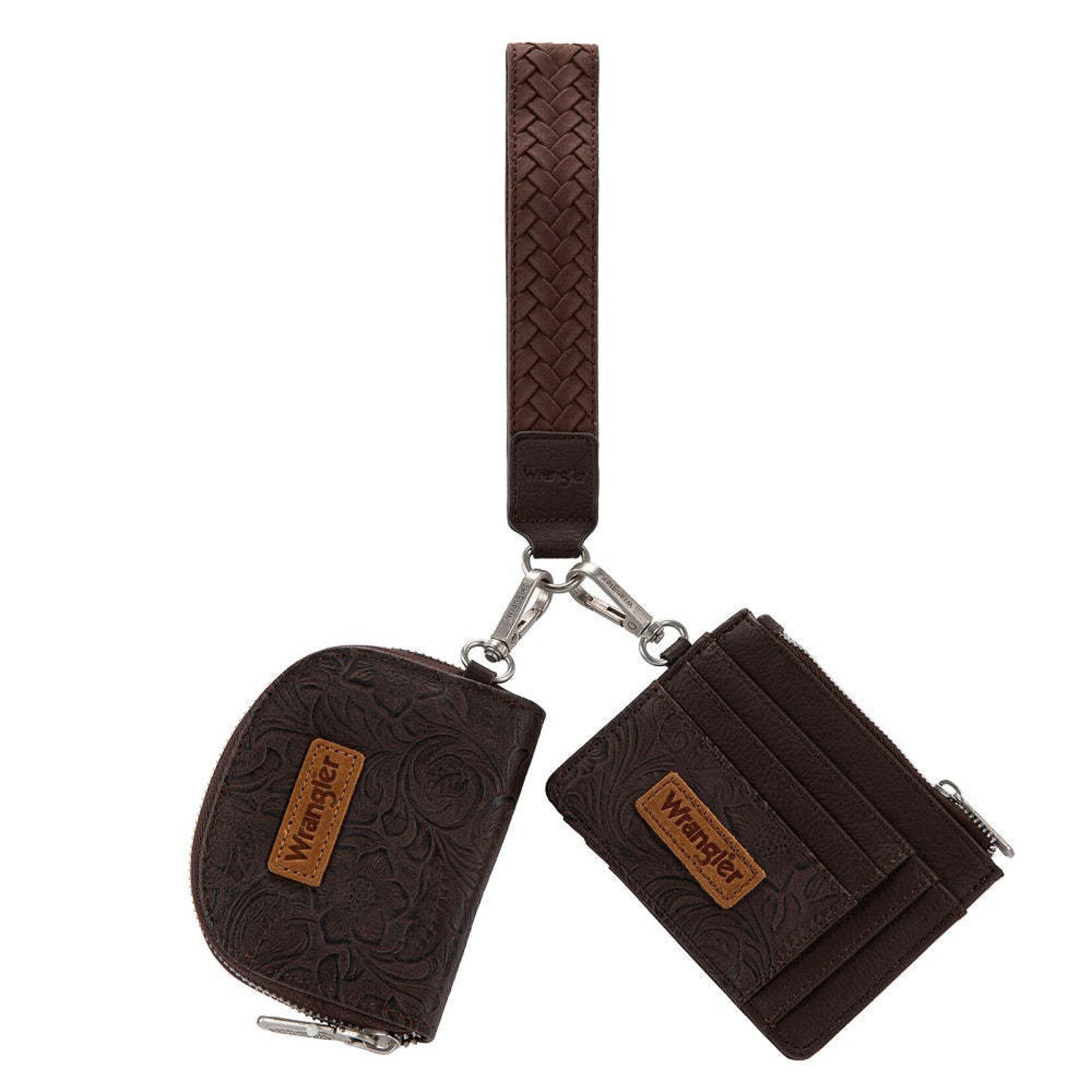 Wrangler WG-WL-608-0051-CF - Coffee - Wrangler Floral Tooled 2‑Piece RFID Wallet Set