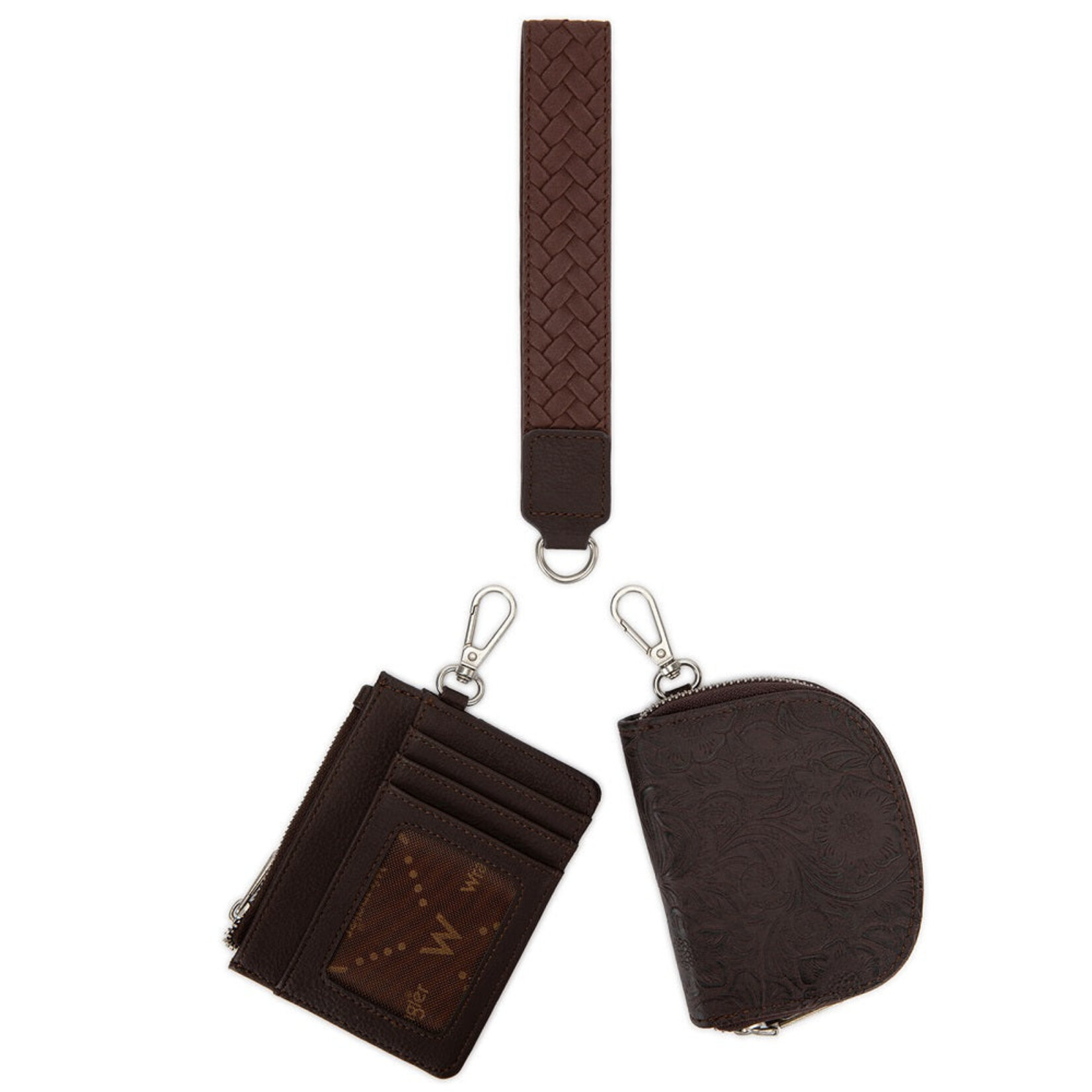 Wrangler WG-WL-608-0051-CF - Coffee - Wrangler Floral Tooled 2‑Piece RFID Wallet Set