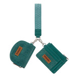 Wrangler WG-WL-608-0051-GN Wrangler Floral Tooled 2‑Piece RFID Wallet Set - Green