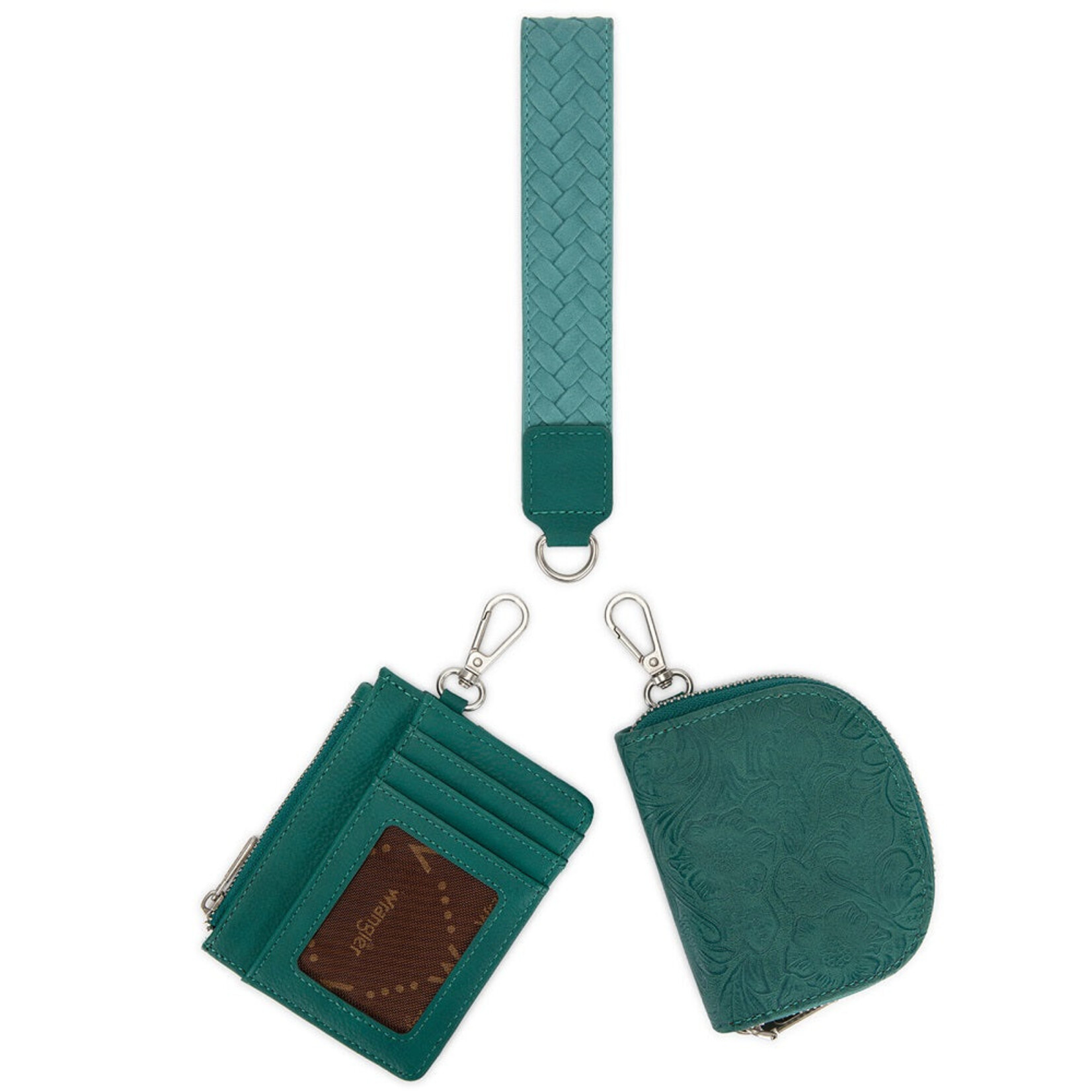 Wrangler WG-WL-608-0051-GN Wrangler Floral Tooled 2‑Piece RFID Wallet Set - Green